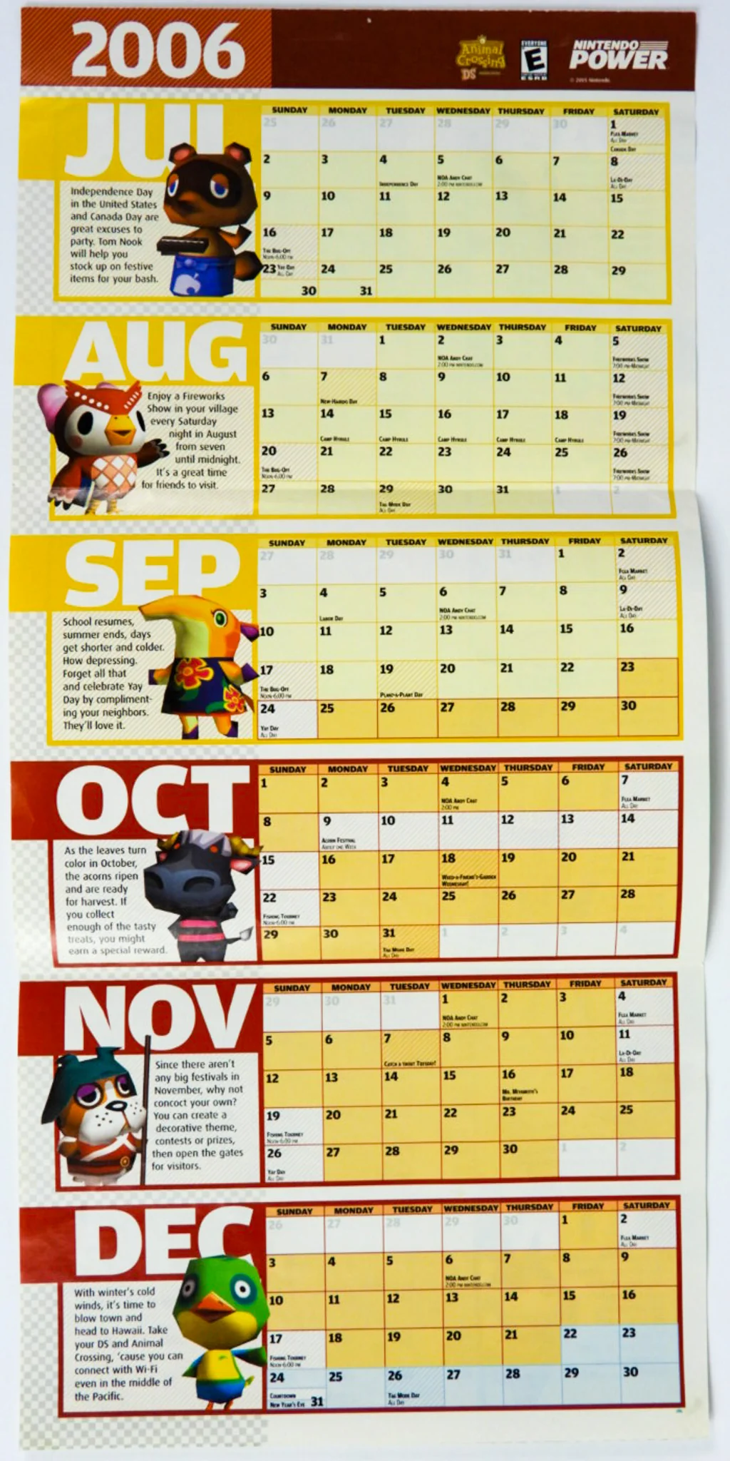 Animal Crossing Wild World 2006 Calendar [Nintendo Power] [Poster] (Nintendo DS) - Image 3