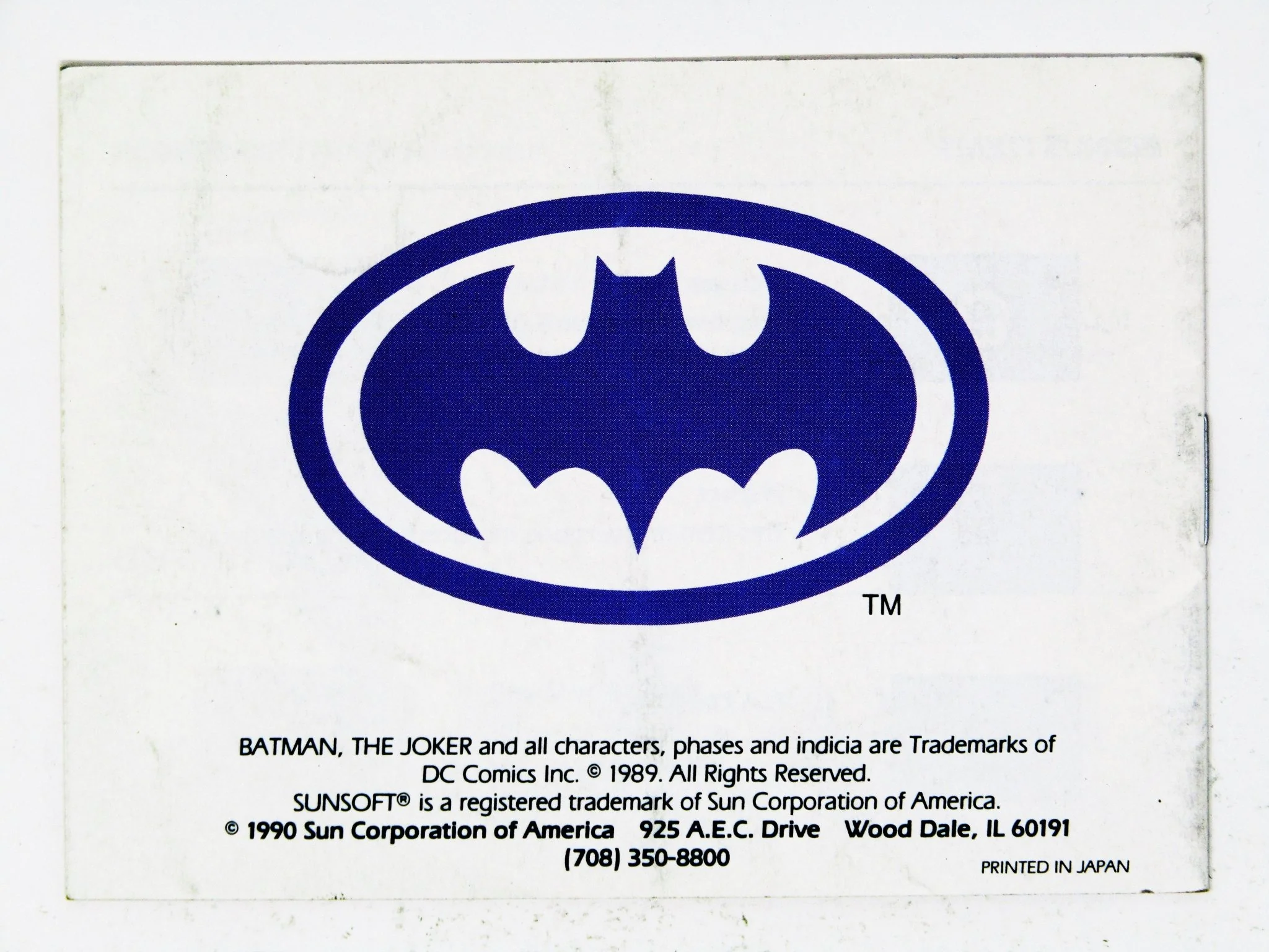 Batman The Video Game [Manual] (Nintendo Game Boy) - Image 2