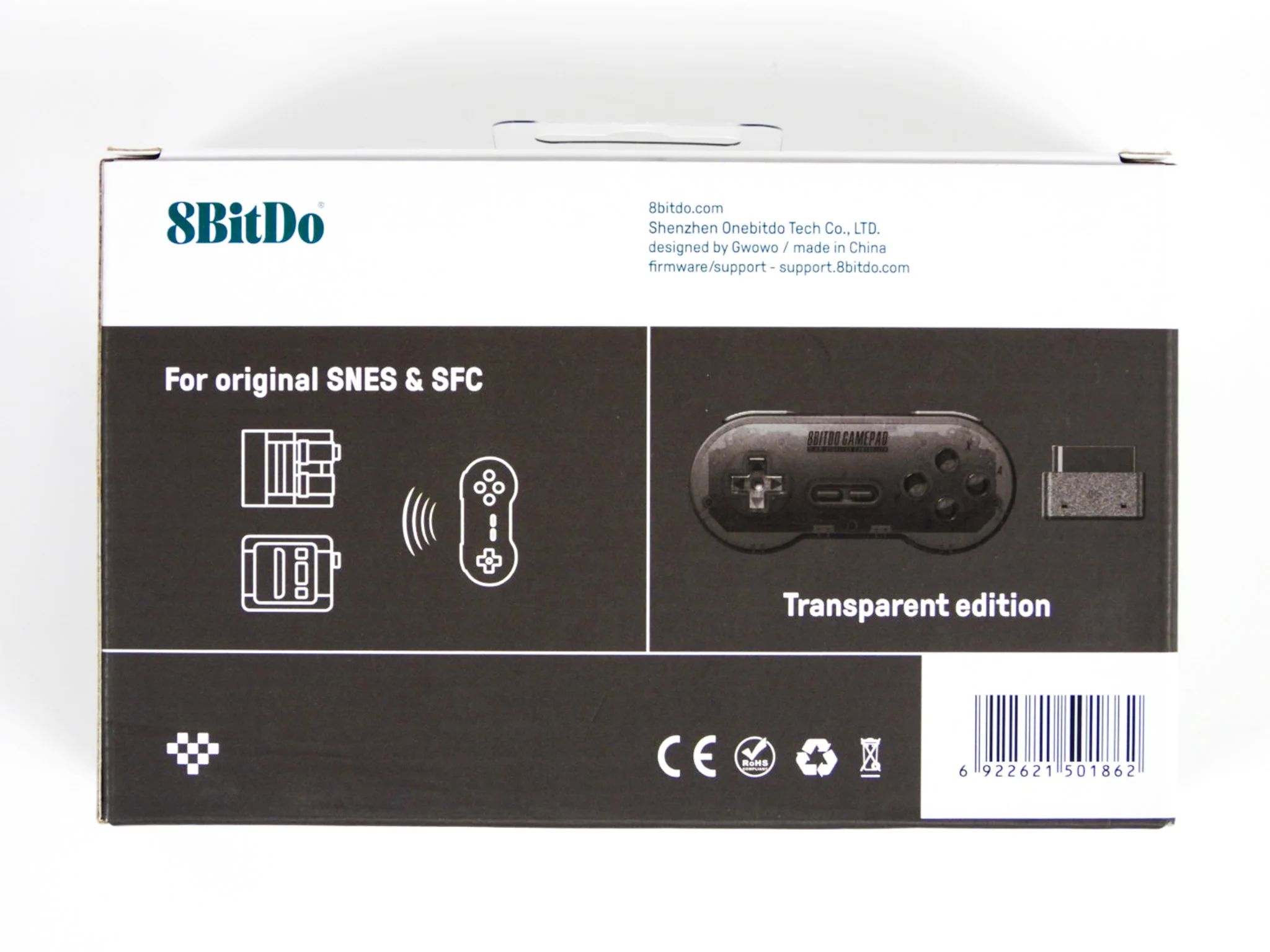 Black SN30 2.4G Wireless Bluetooth Gamepad [8BitDo] (Super Nintendo / SNES) - Image 2