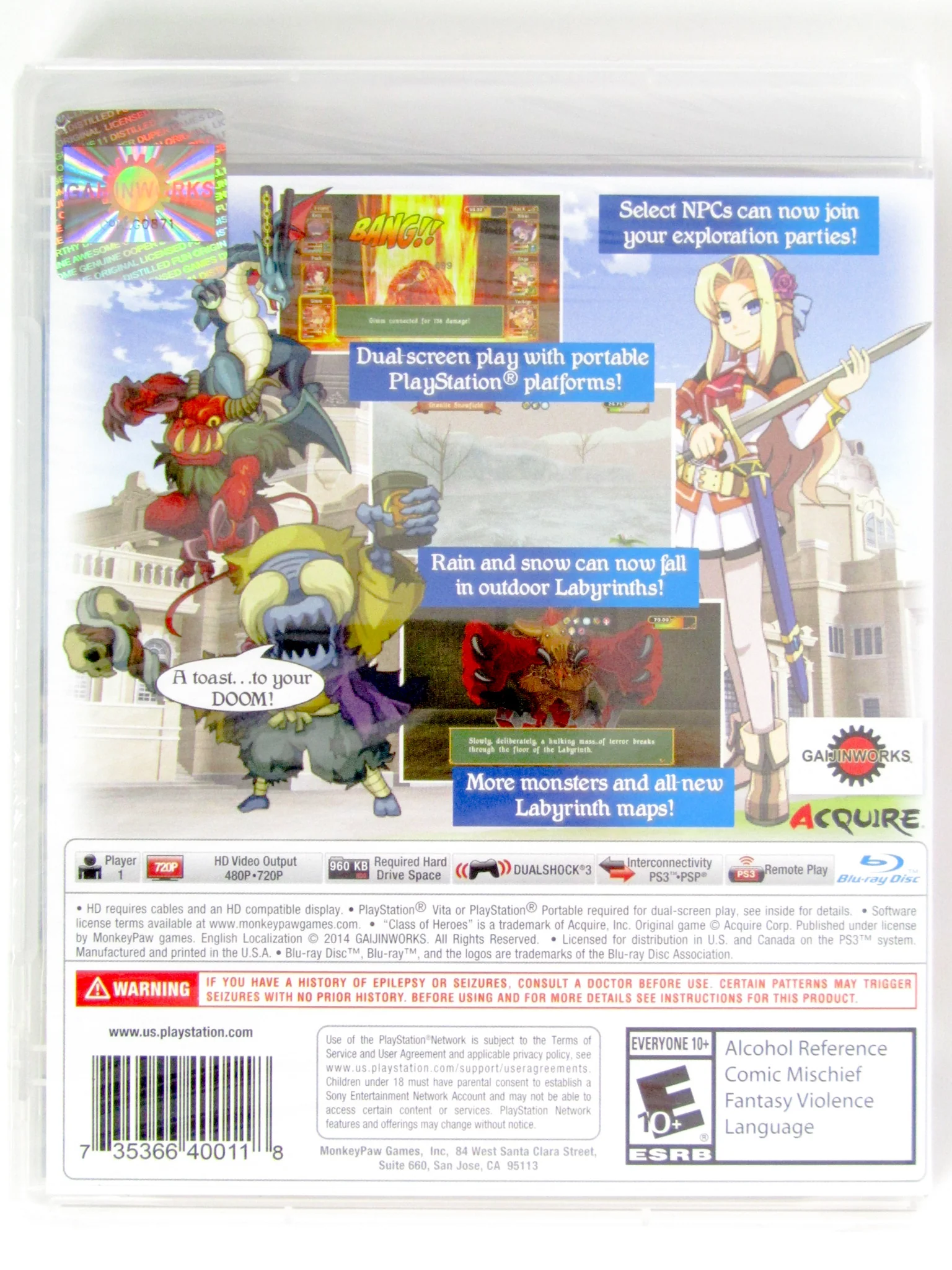 Class Of Heroes 2G (PlayStation 3 / PS3) - Image 2