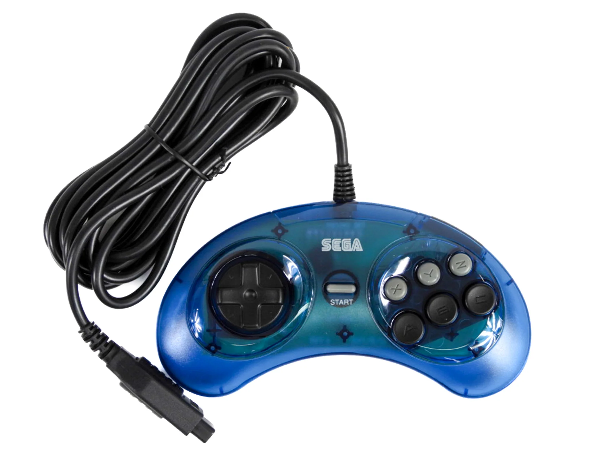 Clear Blue 6 Button Arcade Pad Controller [Retro-Bit] (Sega Genesis) - Image 2