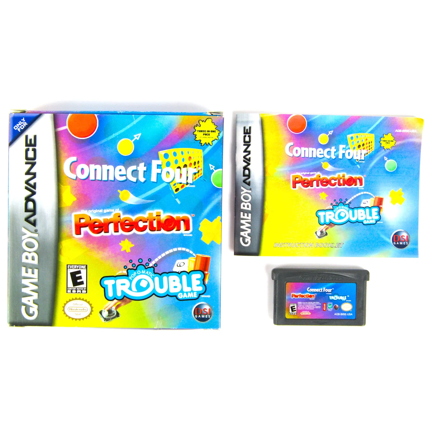 Connect Four/Trouble/Perfection (Nintendo Game Boy Advance / GBA)