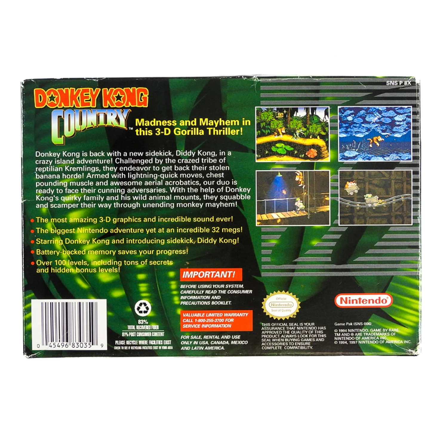 Donkey Kong Country [Player's Choice] (Super Nintendo / SNES) - Image 4