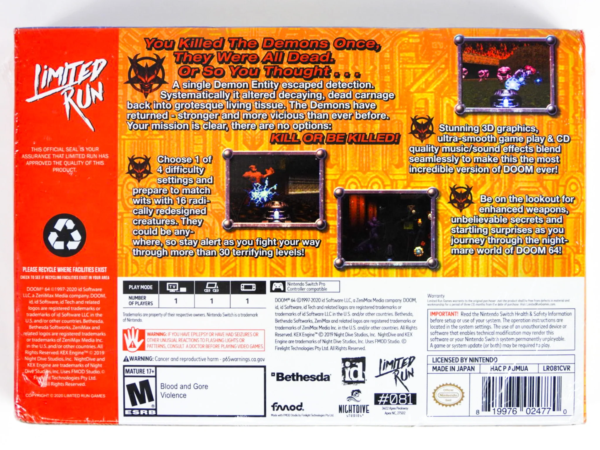 Doom 64 [Classic Edition] [Limited Run Games] (Nintendo Switch) - Image 2