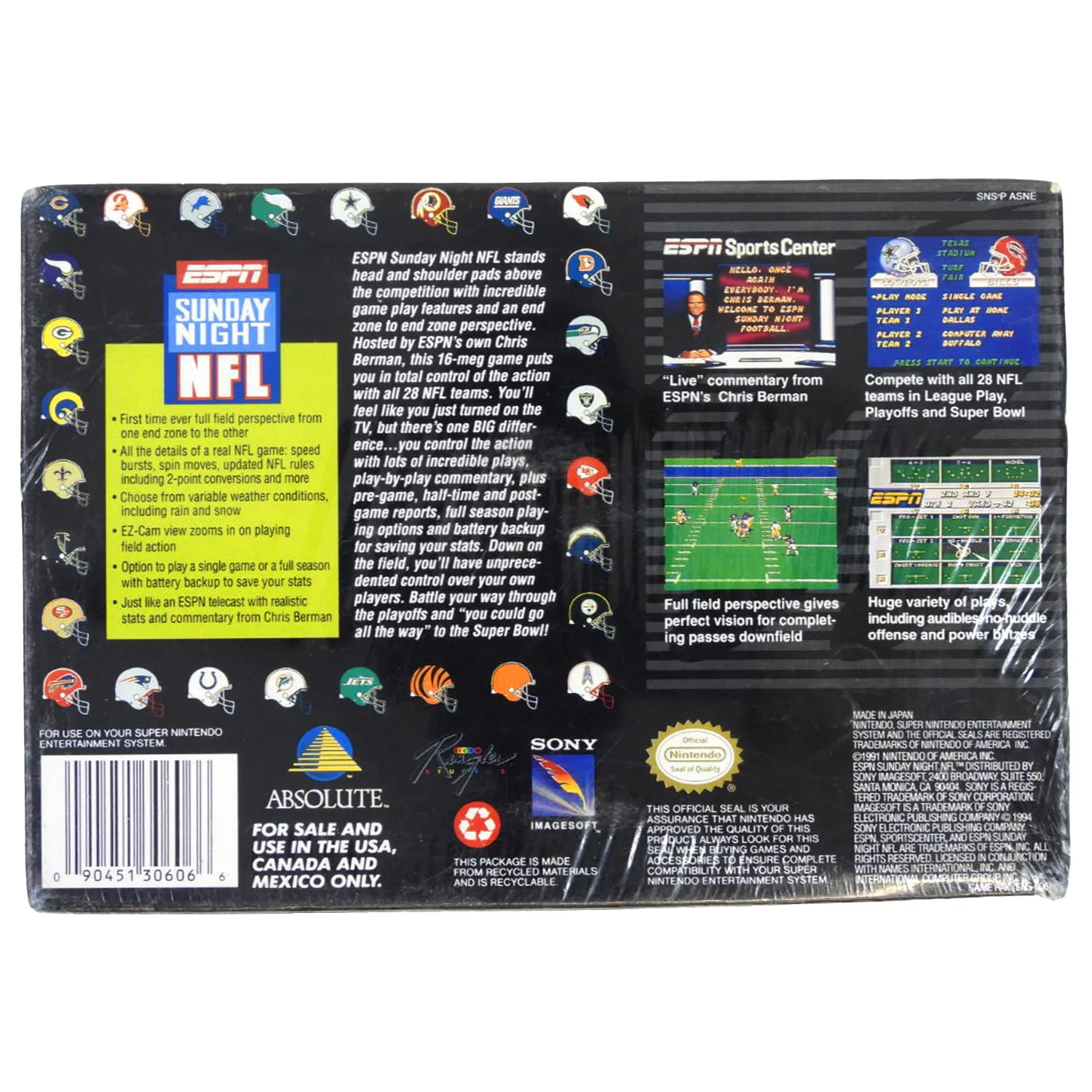 ESPN Sunday Night NFL (Super Nintendo / SNES) - Image 2