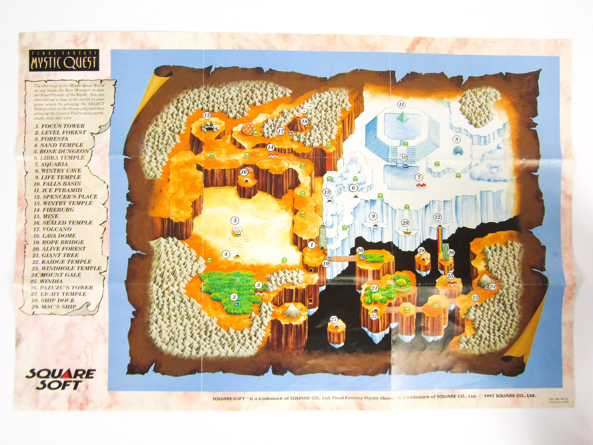 Final Fantasy Mystic Quest [Map] (Super Nintendo / SNES) - Image 2
