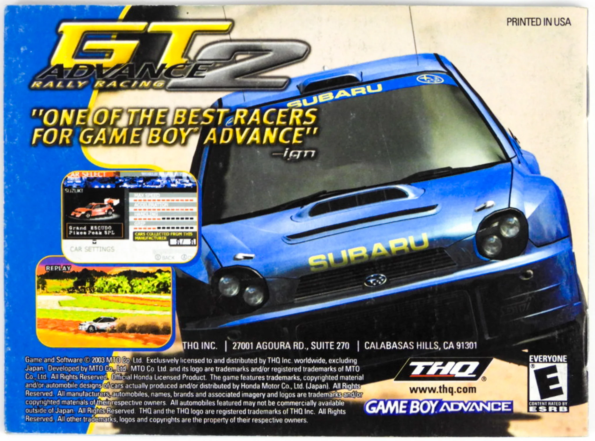 GT Advance 3 Pro Concept Racing [Manual] (Nintendo Game Boy Advance / GBA) - Image 2