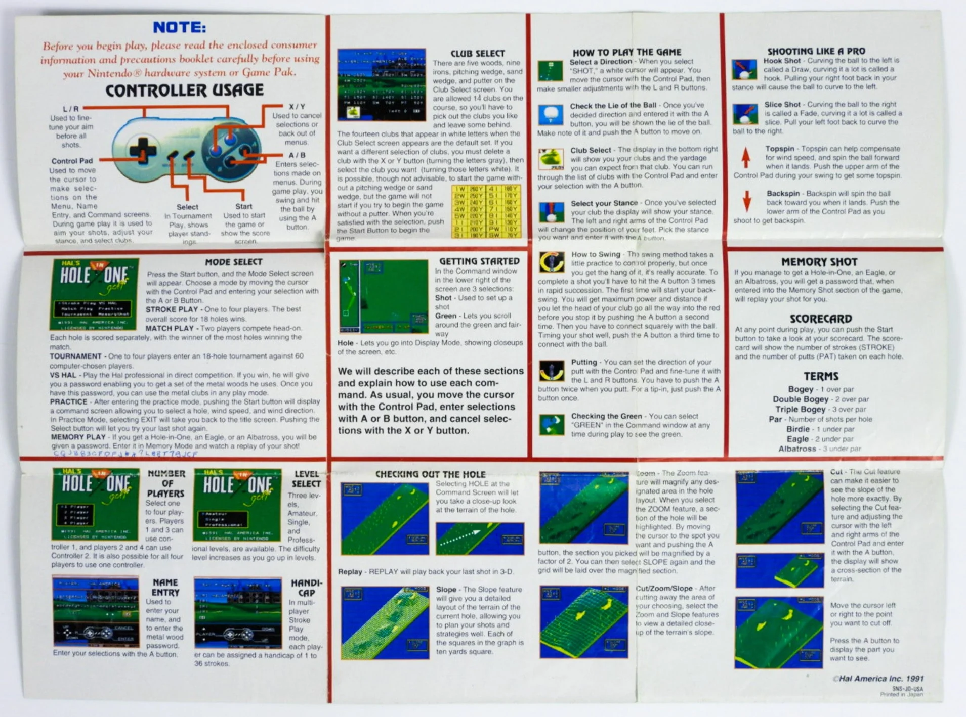 Hal's Hole In One Golf [Poster] (Super Nintendo / SNES) - Image 2