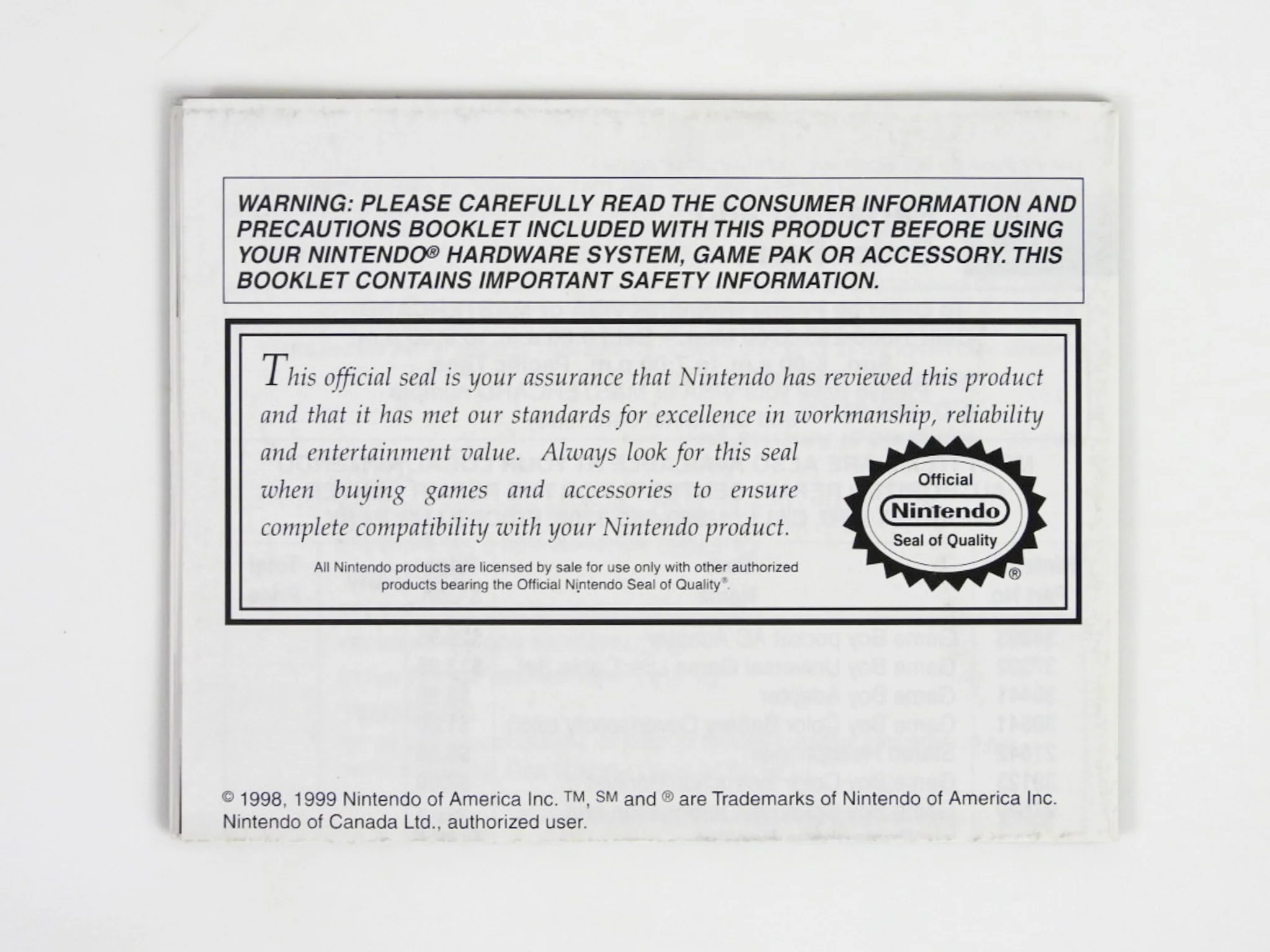 Instruction Booklet [Manual] [CAN Version] (Nintendo Game Boy Color / GBC) - Image 2
