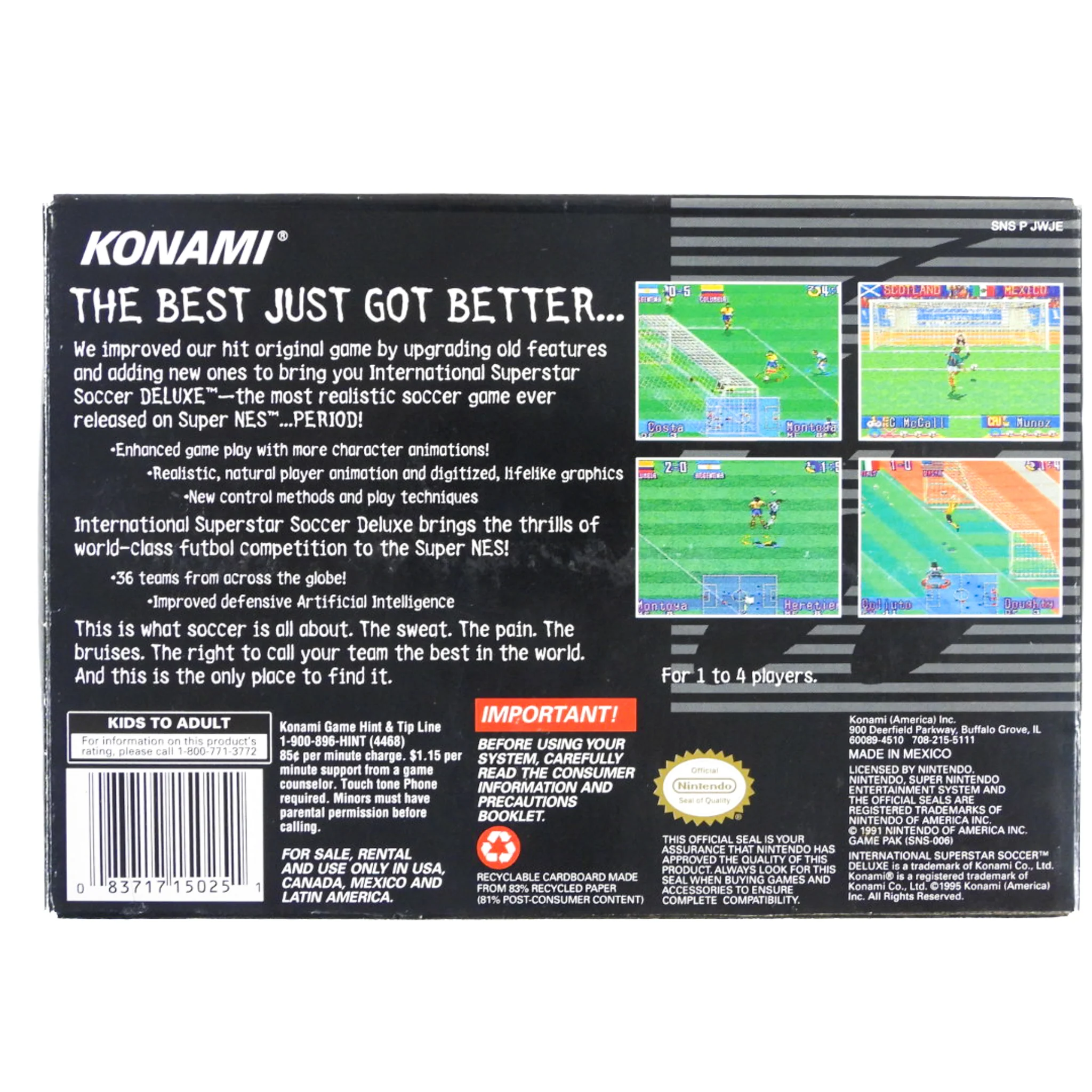 International Superstar Soccer Deluxe (Super Nintendo / SNES) - Image 4