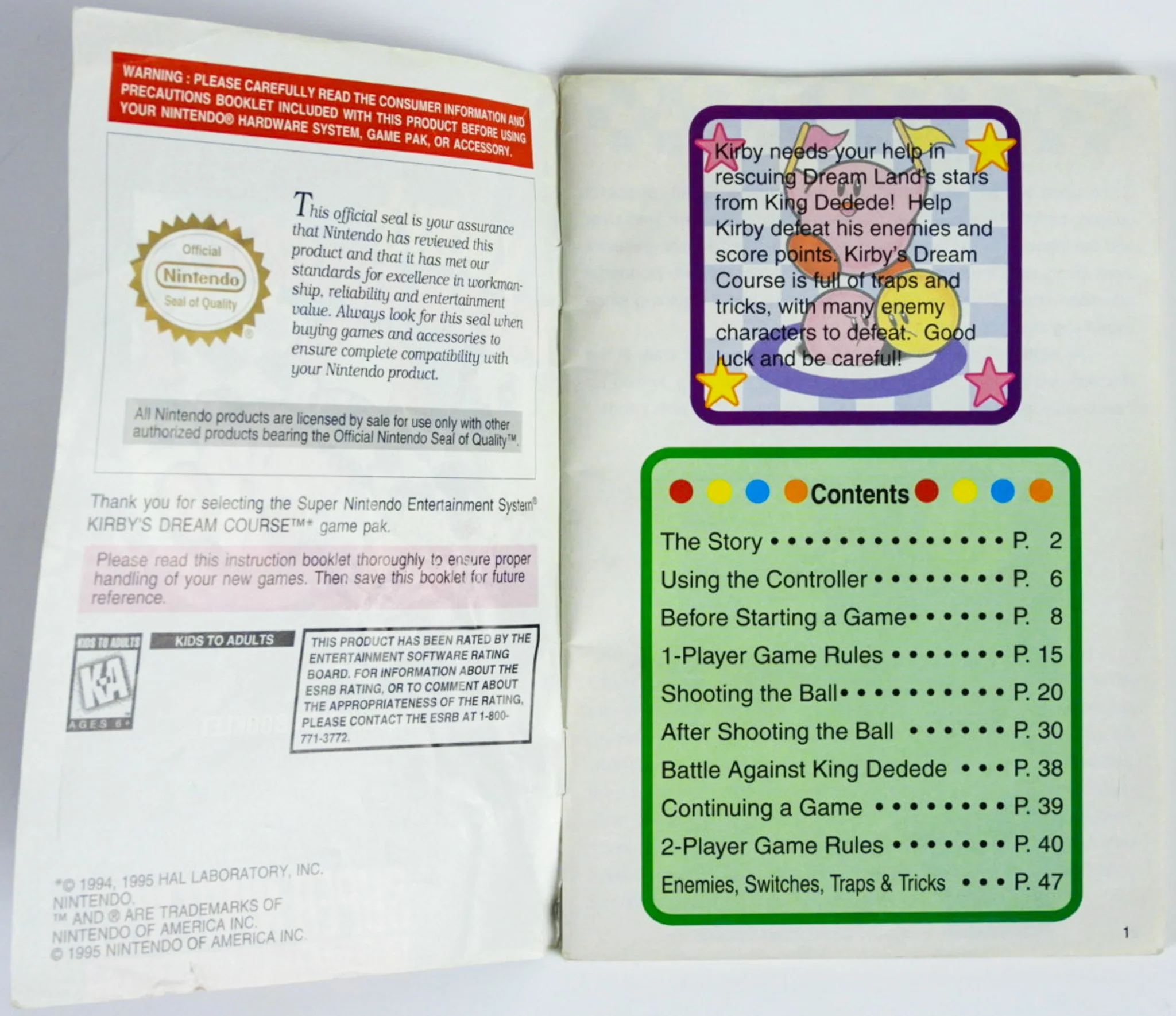 Kirby's Dream Course [Manual] (Super Nintendo / SNES) - Image 7