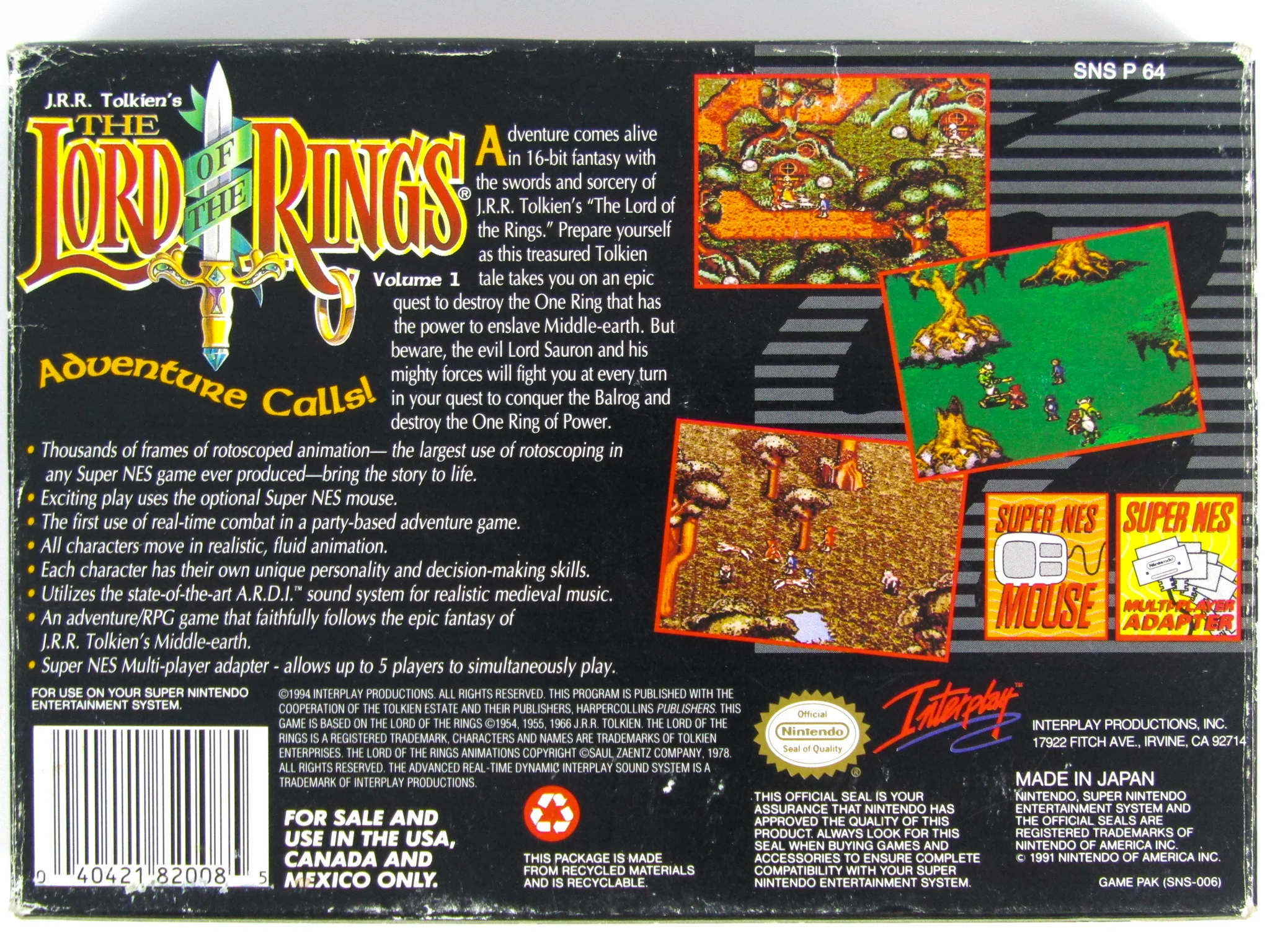 Lord Of The Rings Vol. 1 (Super Nintendo / SNES) - Image 4
