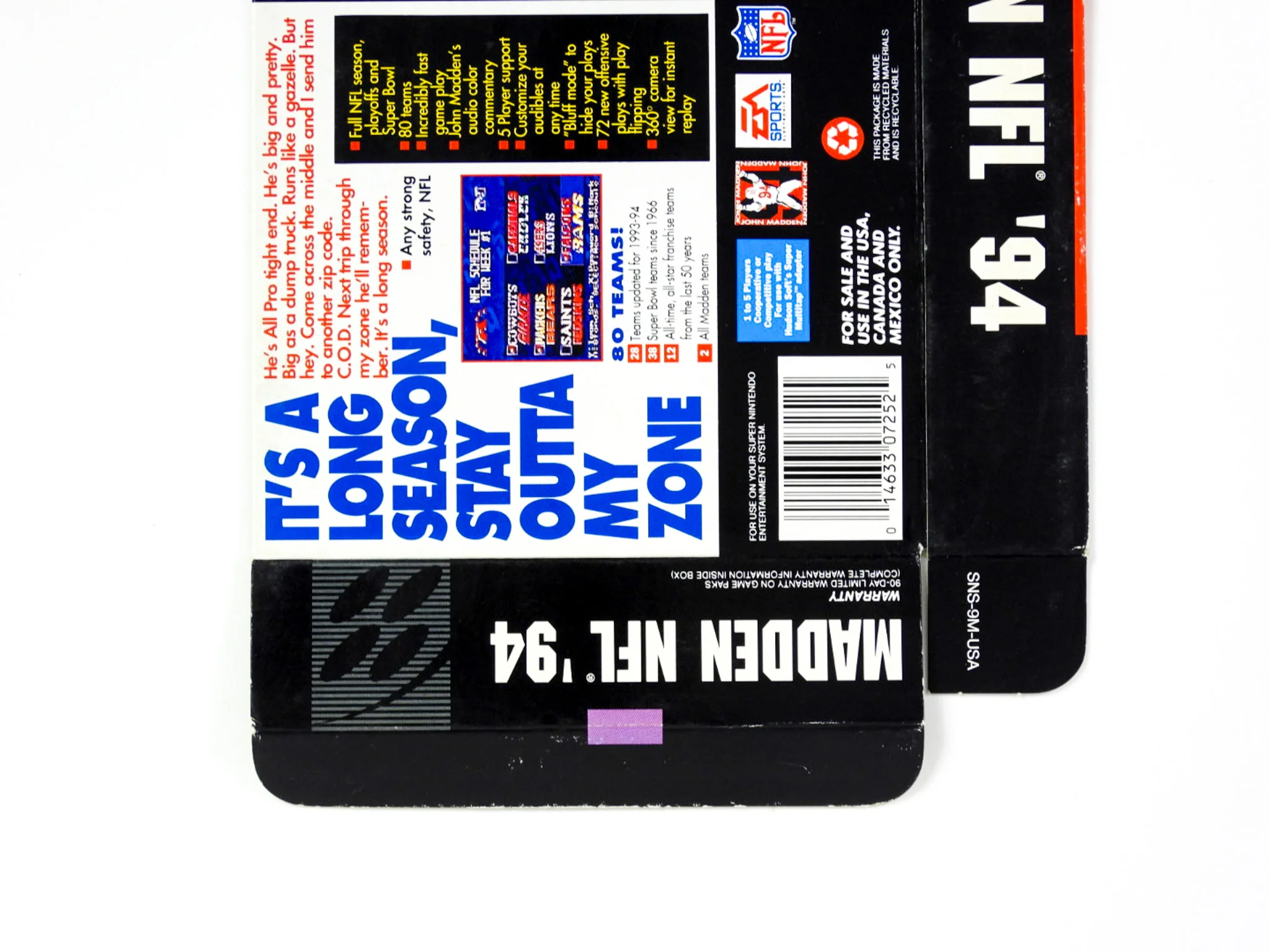 Madden NFL '94 [Box] (Super Nintendo / SNES) - Image 5