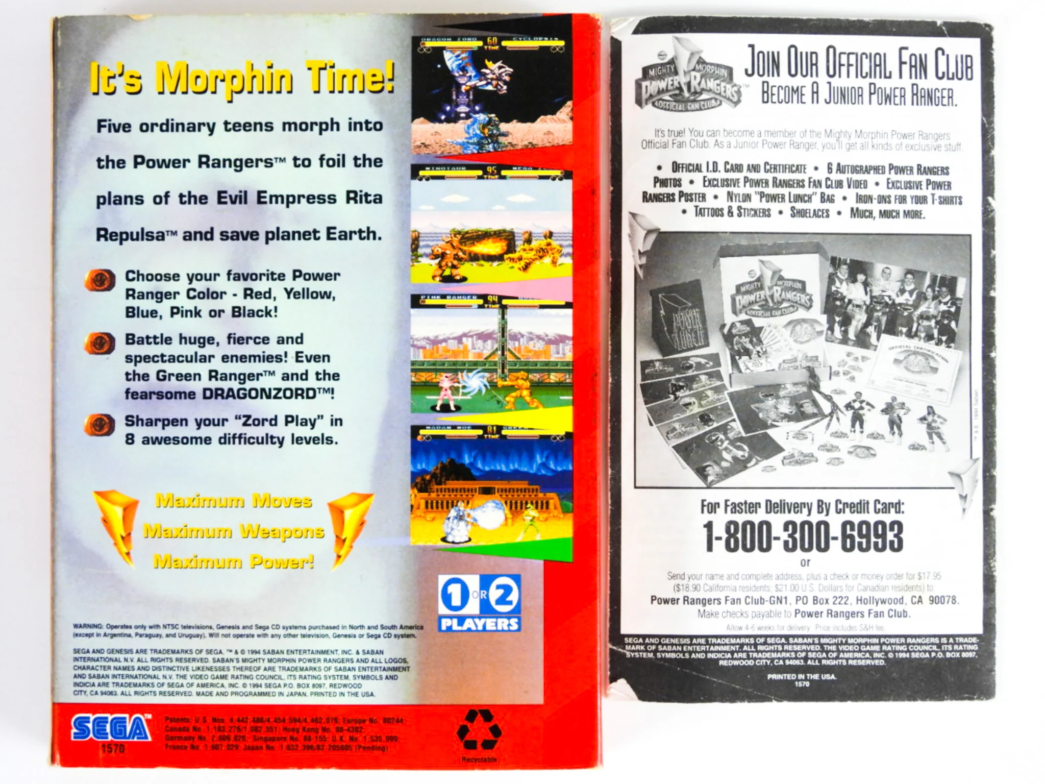 Mighty Morphin Power Rangers [Cardboard Box] (Sega Genesis) - Image 3