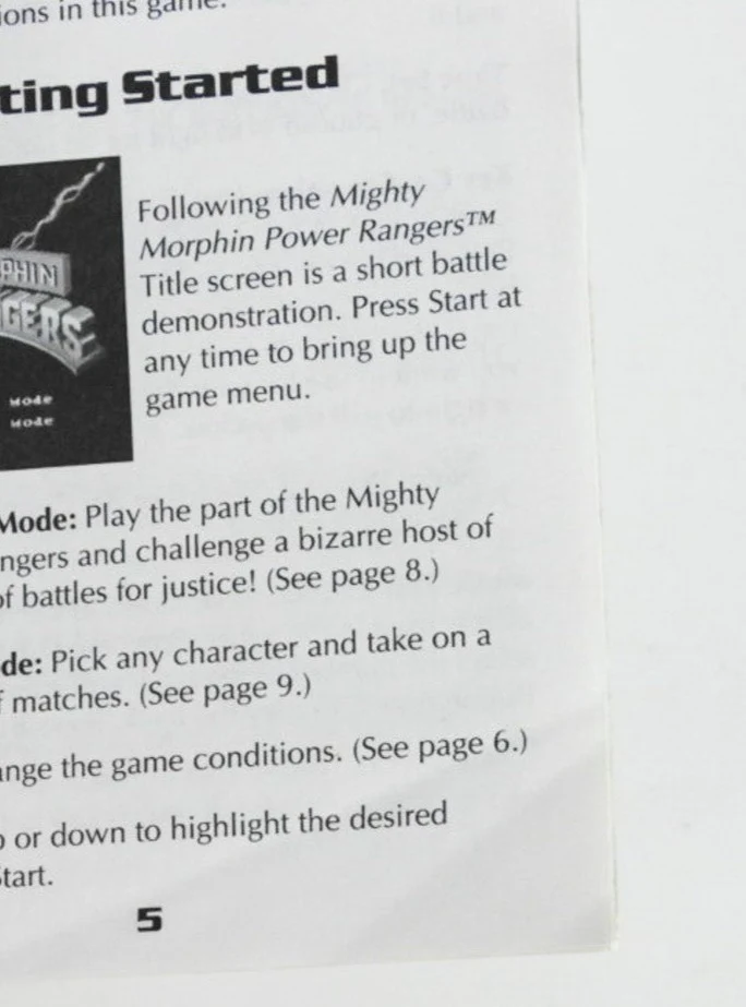 Mighty Morphin Power Rangers [Manual] (Sega Genesis) - Image 4
