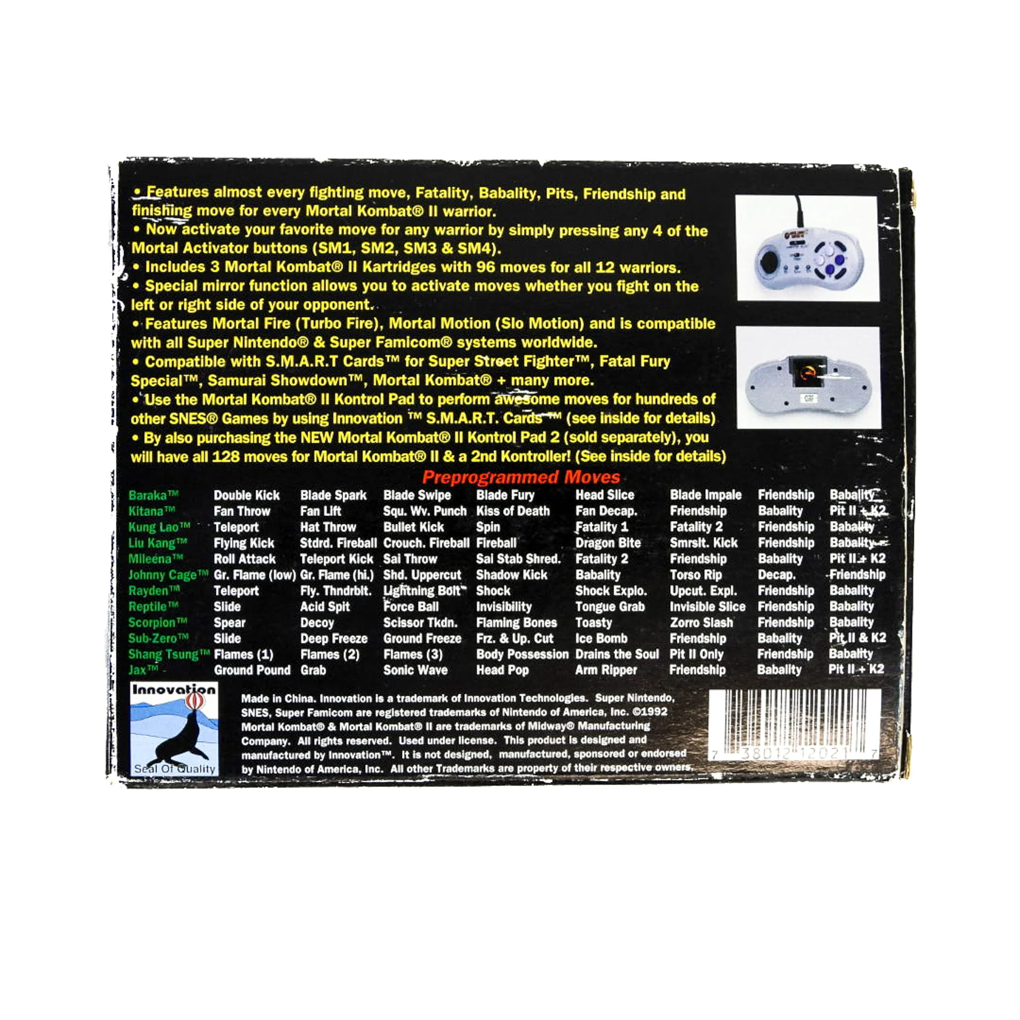 Mortal Kombat II 2 Kontrol Pad (Super Nintendo / SNES) - Image 2