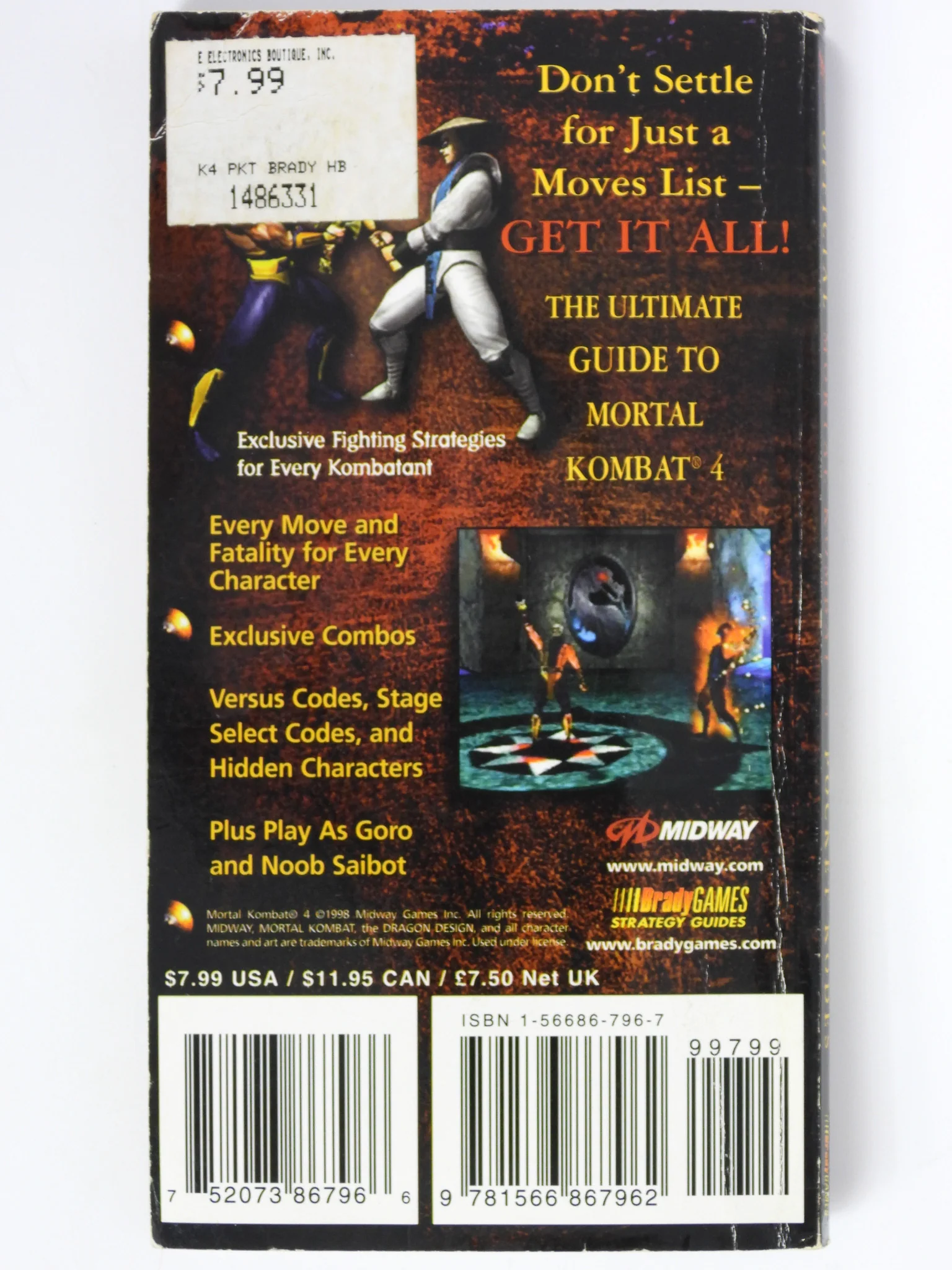 Mortal Kombat 4 Official Fighters Kompanion [Brady Games] (Game Guide) - Image 2