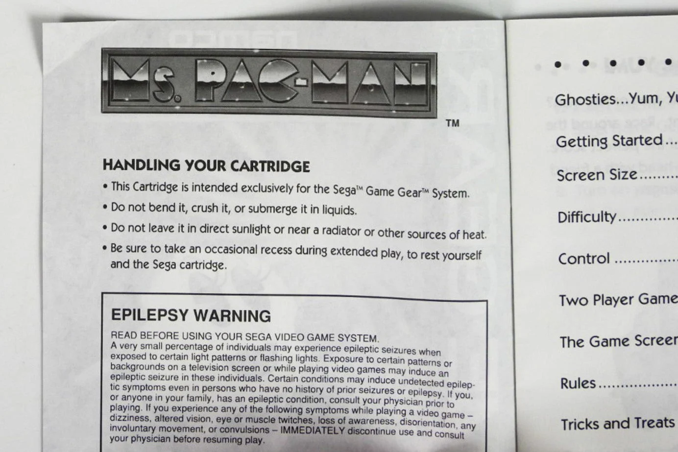 Ms Pac Man [Manual] (Sega Game Gear) - Image 3