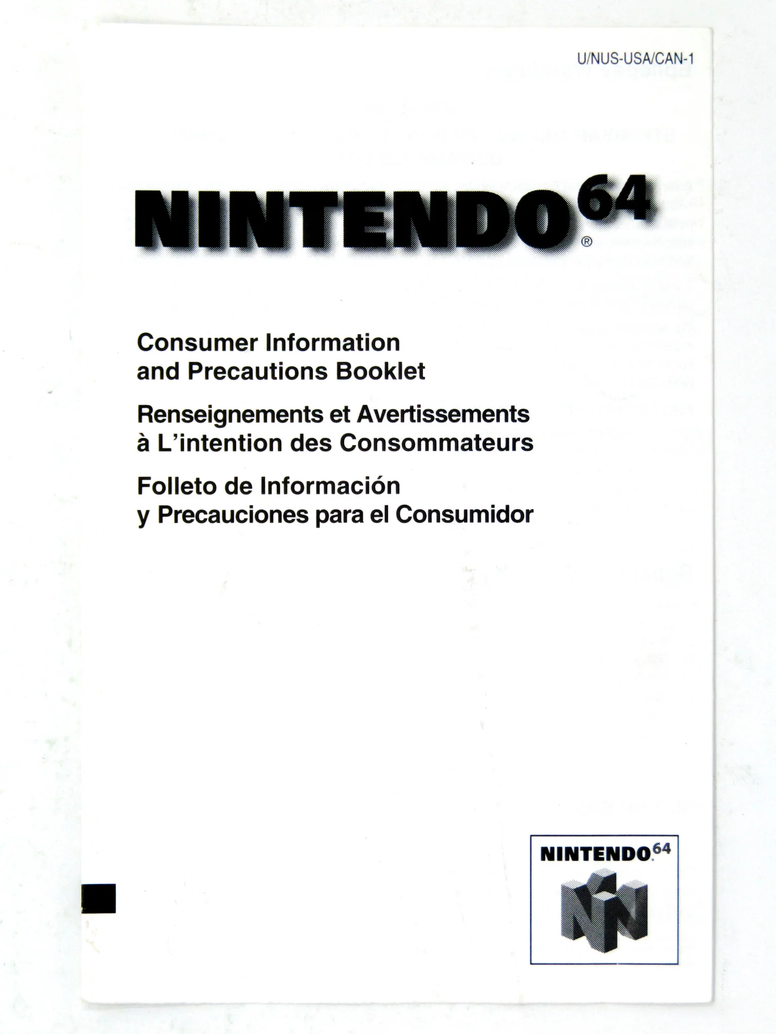 N64 Consumer Information And Precautions Booklet (Nintendo 64 / N64) - Image 3