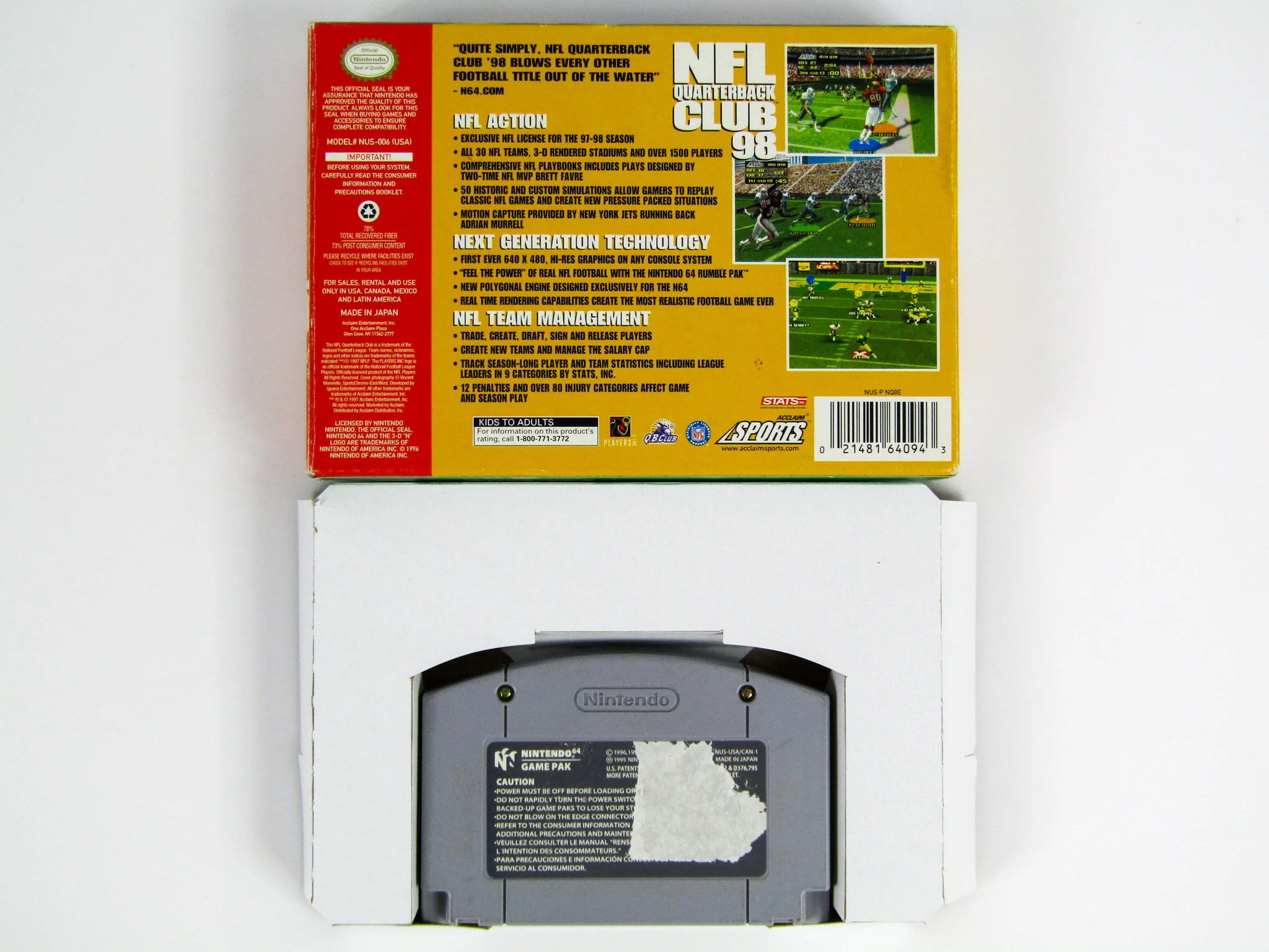 NFL Quarterback Club 98 (Nintendo 64 / N64) - Image 6