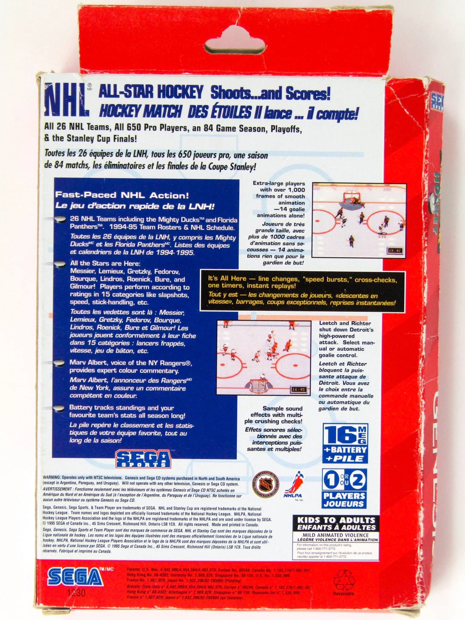 NHL All-Star Hockey 95 [Cardboard Box] (Sega Genesis) - Image 3
