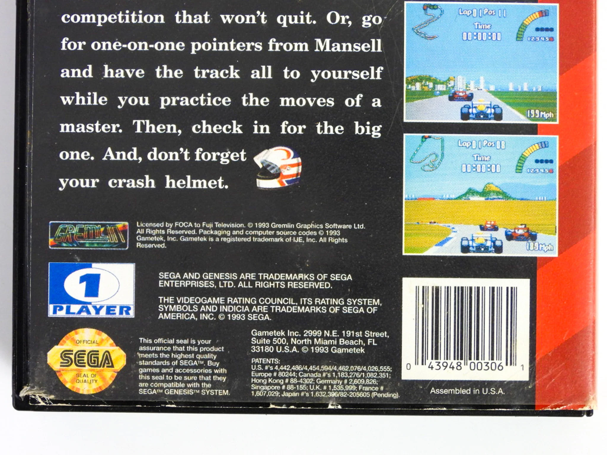 Nigel Mansell's World Championship Racing (Sega Genesis) - Image 3