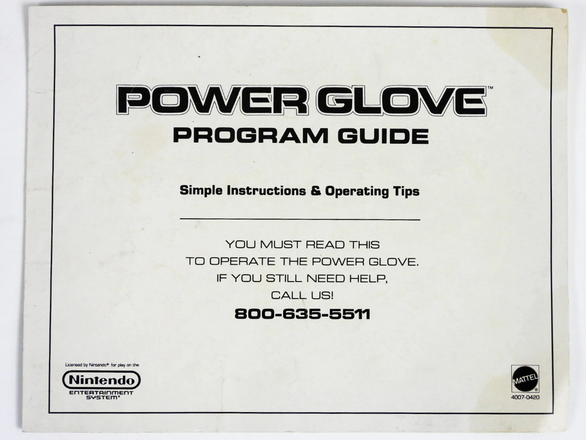 Nintendo NES Power Glove Program Guide [Manual] (Nintendo / NES)