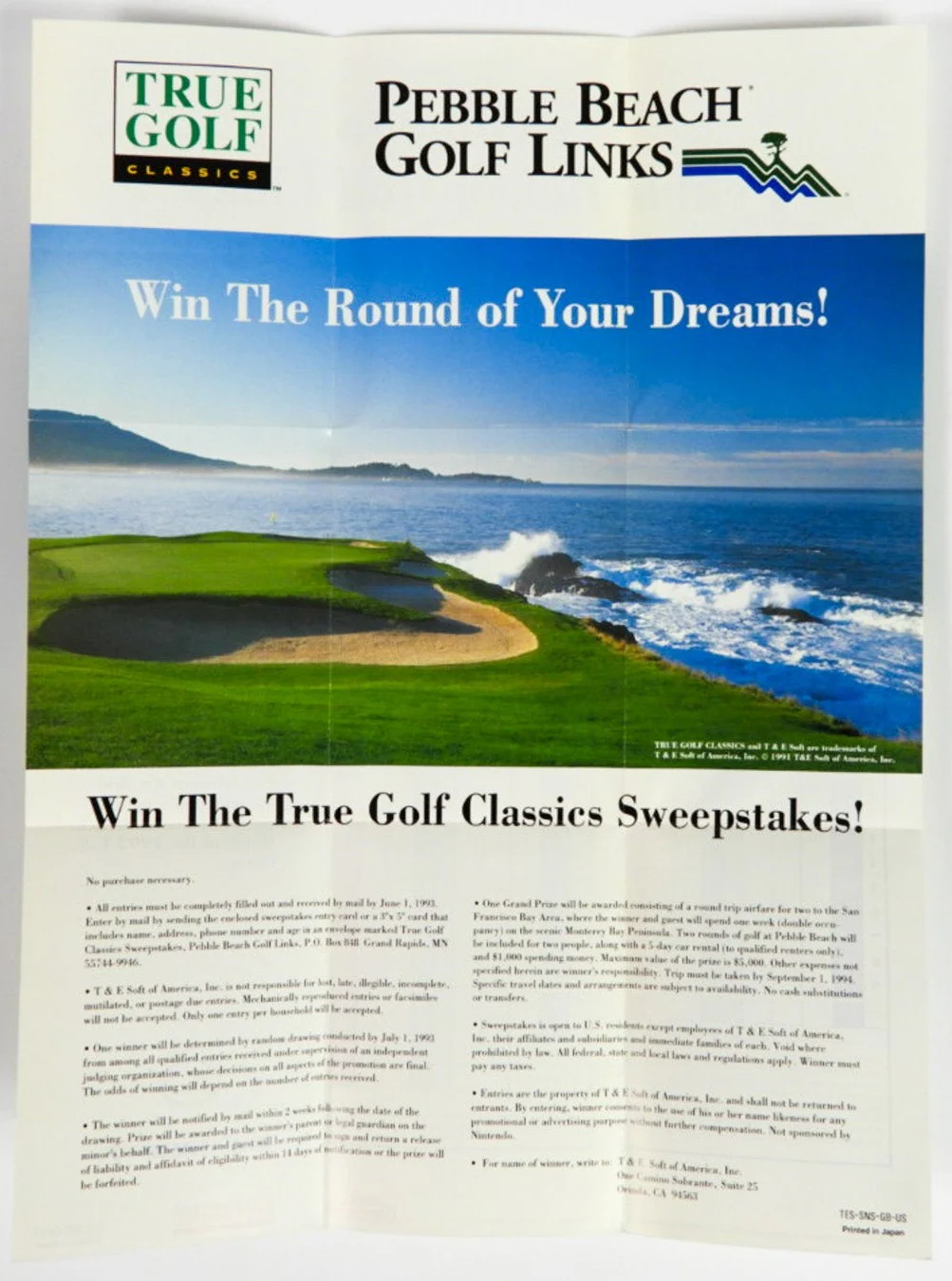 Pebble Beach Golf Links [Poster] (Super Nintendo / SNES) - Image 2