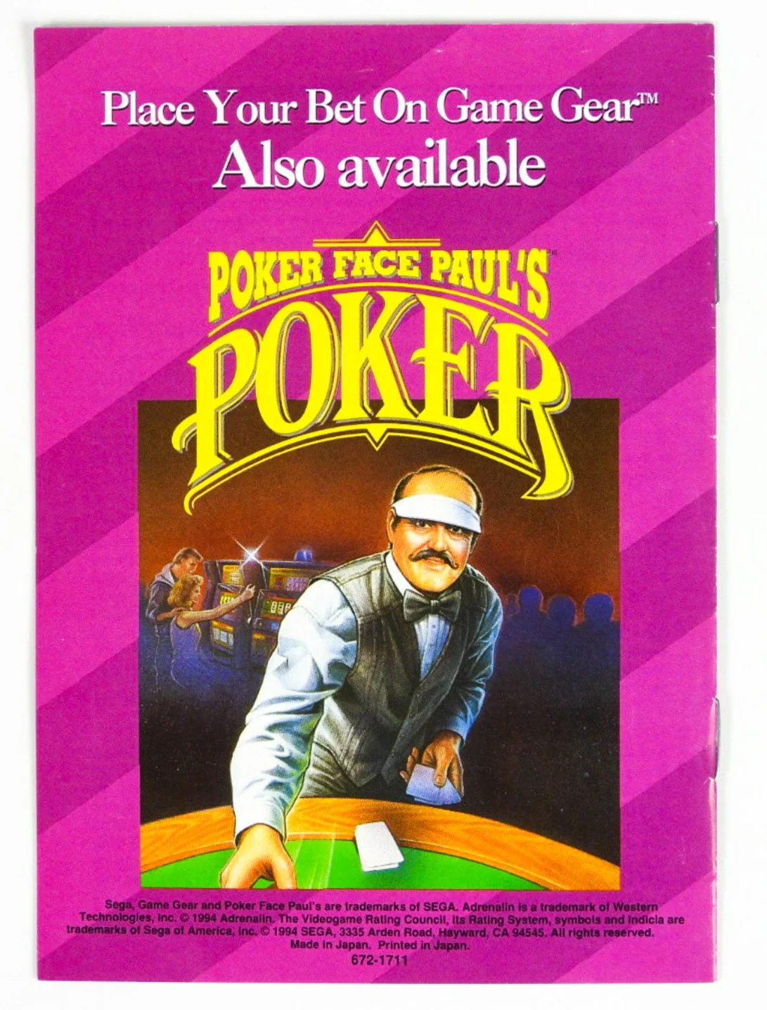 Poker Face Paul's Solitaire [Manual] (Sega Game Gear) - Image 2