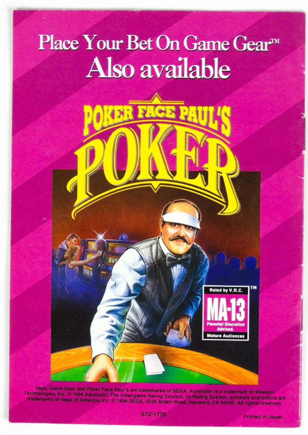 Poker Face Paul's Solitaire [Manual] (Sega Game Gear) - Image 2