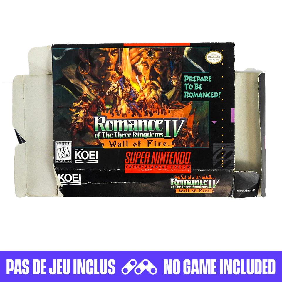 Romance of the Three Kingdoms IV Wall of Fire [Box] (Super Nintendo / SNES)