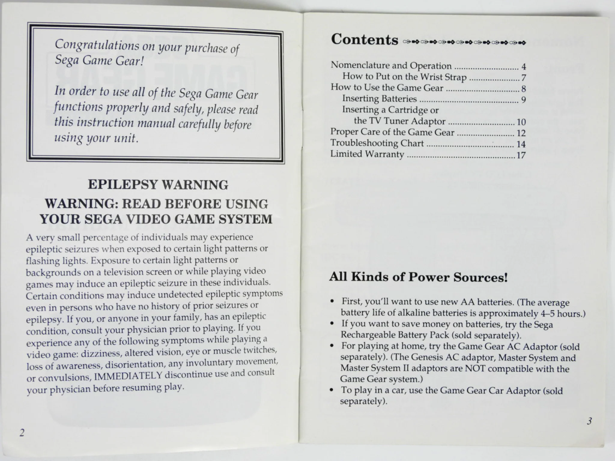Sega Game Gear Instruction [Manual] (Sega Game Gear) - Image 5
