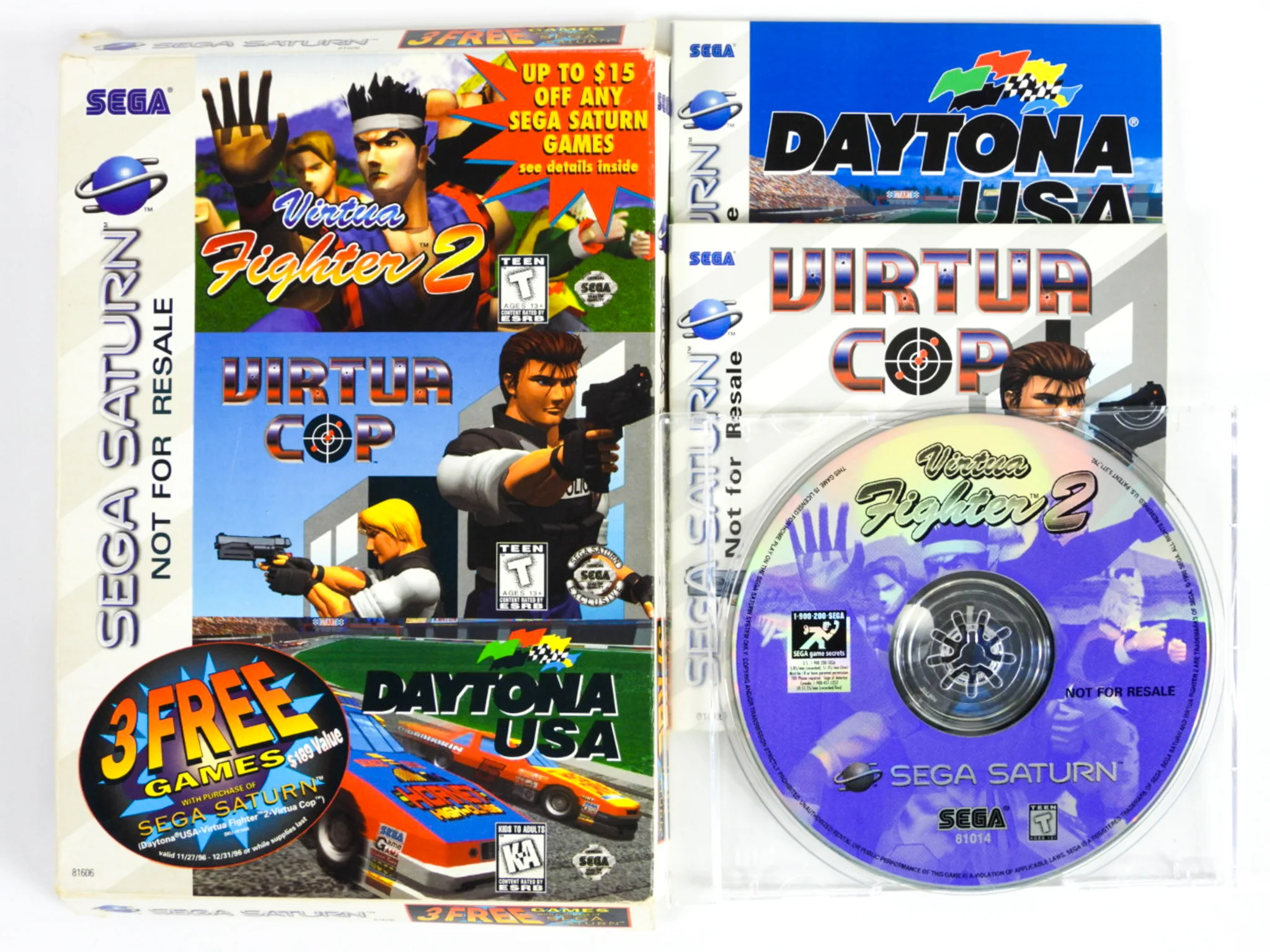Sega Saturn System Model 2 + 3 In 1 Games - Image 3