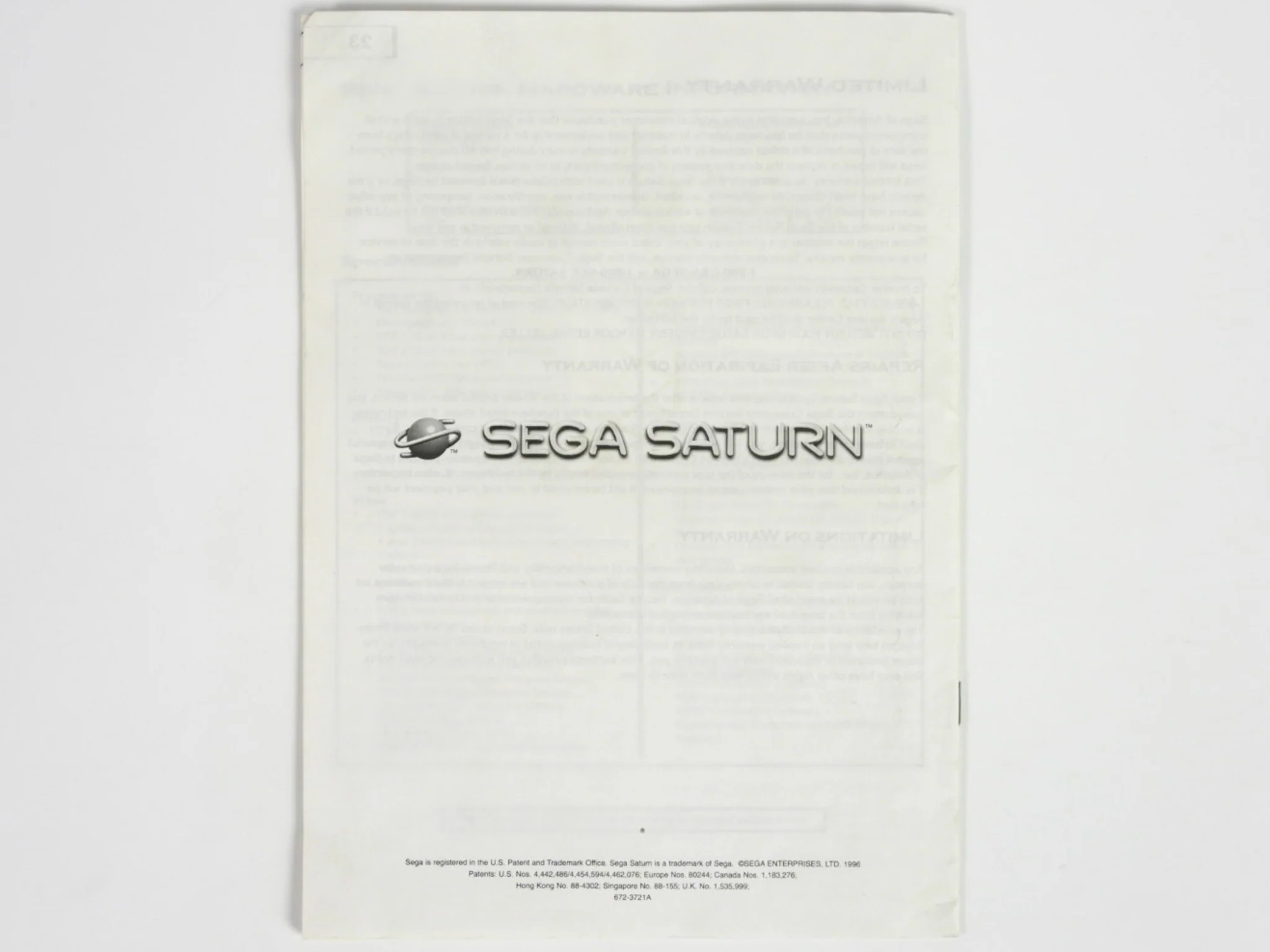 Sega Saturn System Instruction Manual [Manual] (Sega Saturn) - Image 2
