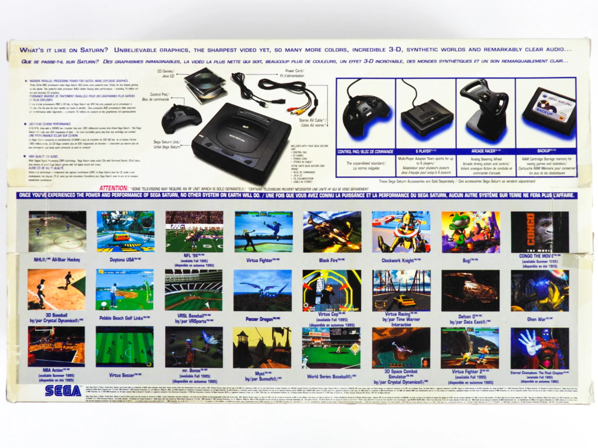Sega Saturn System Model 1 with Controller and Virtua Fighter - Image 2
