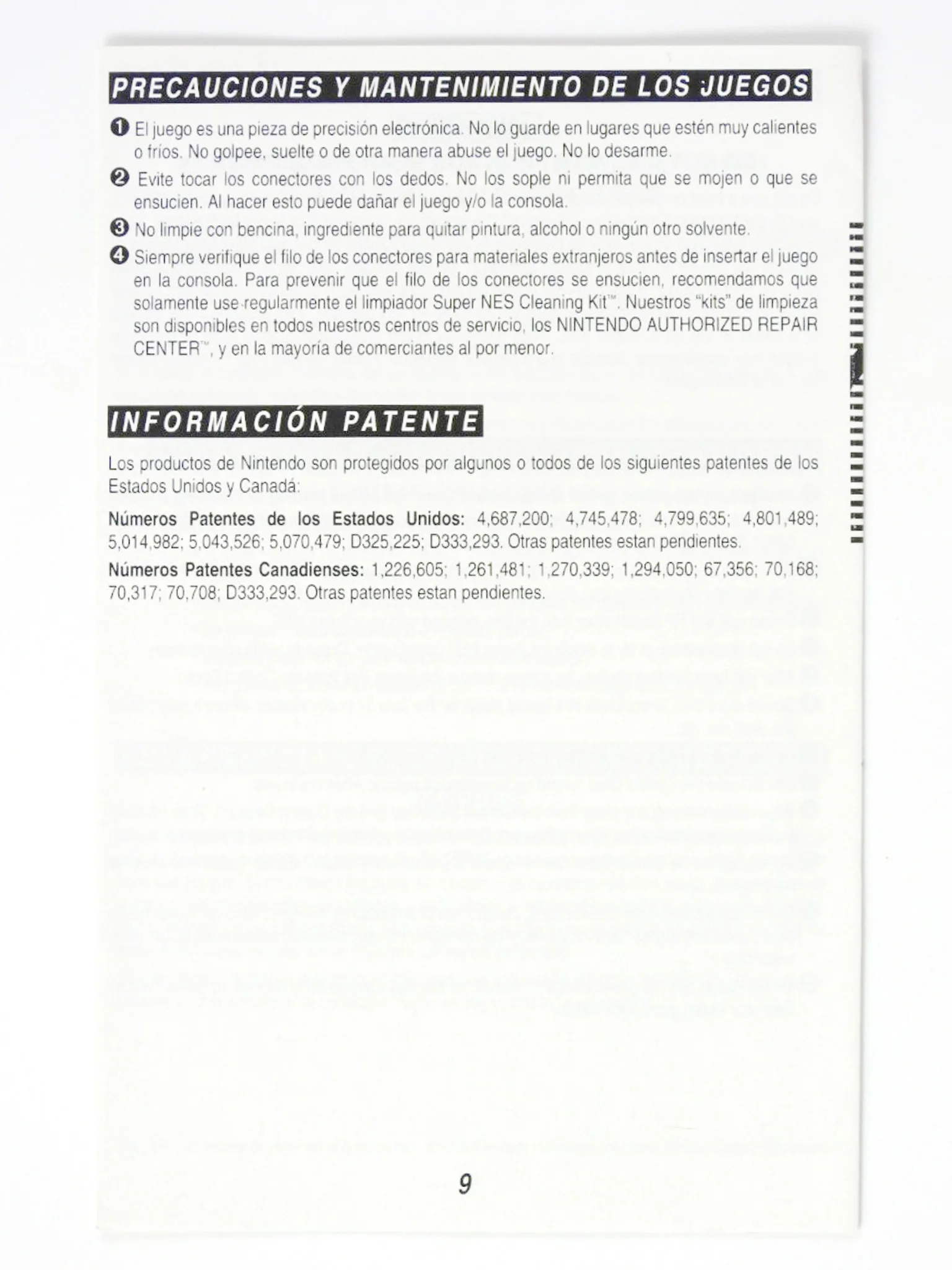 SNES Consumer Information And Precautions Booklet [CAN Version] (Super Nintendo / SNES) - Image 2