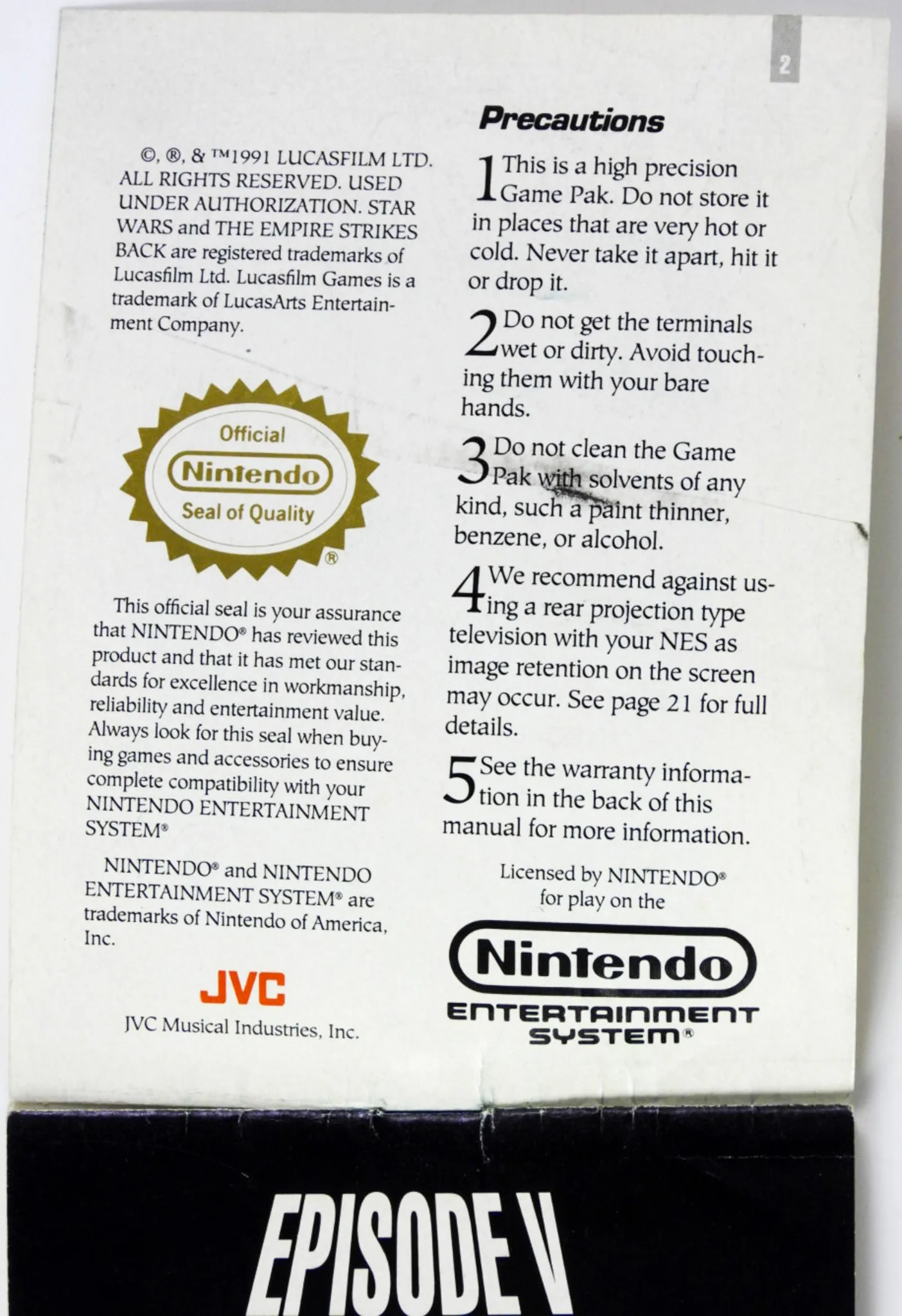 Star Wars The Empire Strikes Back [Manual] (Nintendo / NES) - Image 3