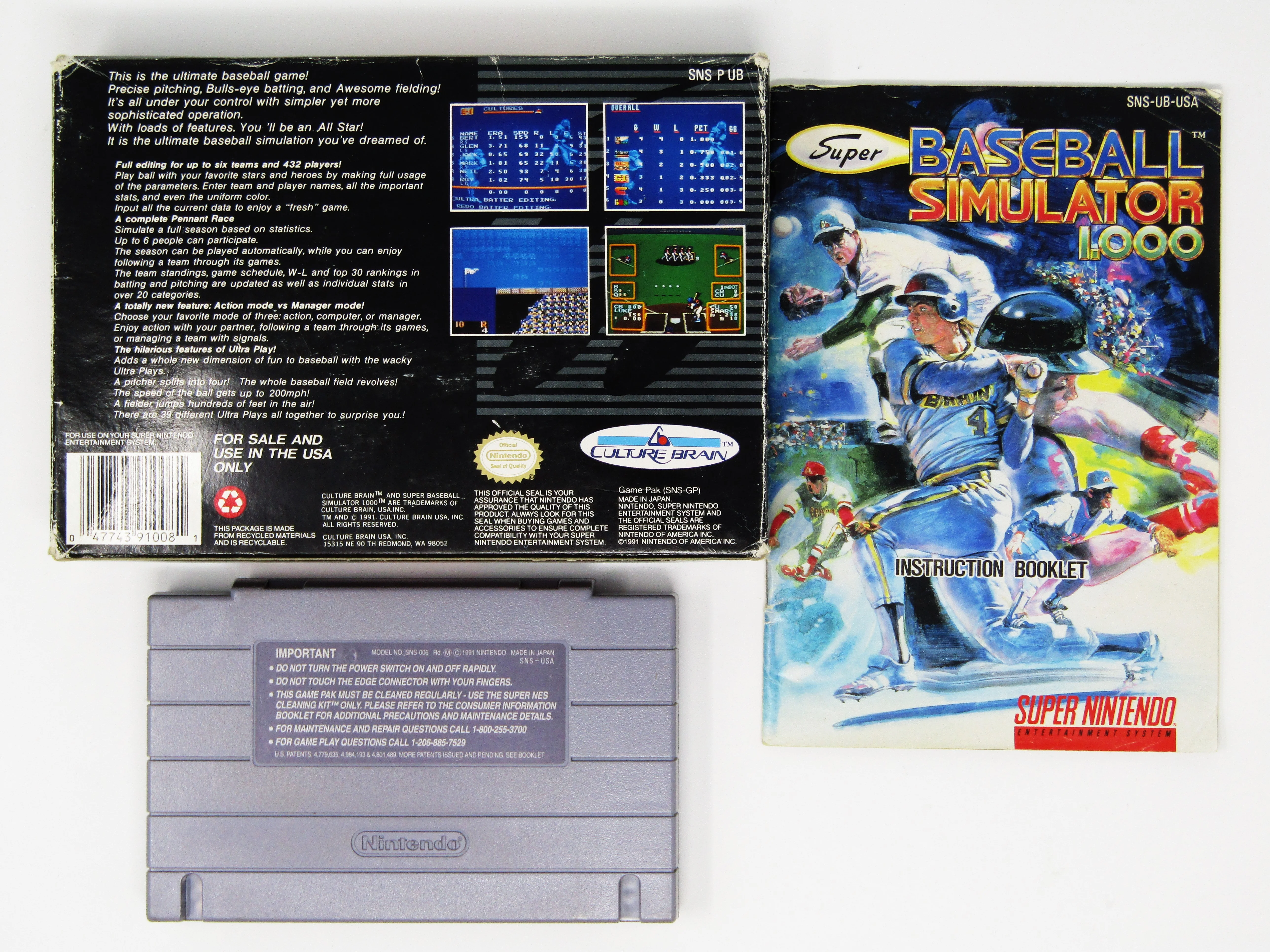 Super Baseball Simulator 1.000 (Super Nintendo / SNES) - Image 2