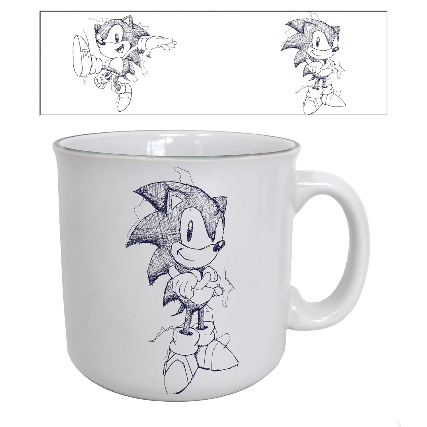 Tasse en céramique SEGA Sonic motif croquis au stylo 20 oz