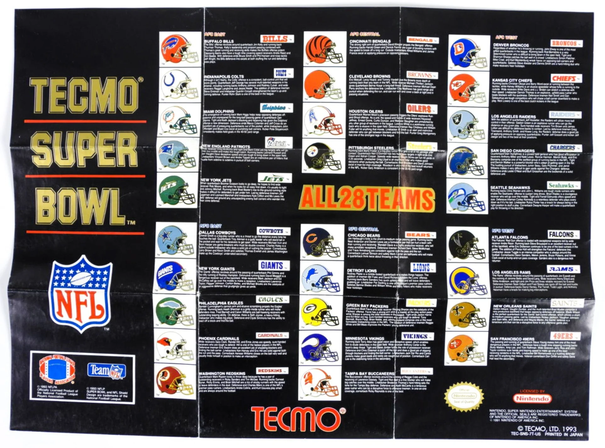Tecmo Super Bowl [Poster] (Super Nintendo / SNES)