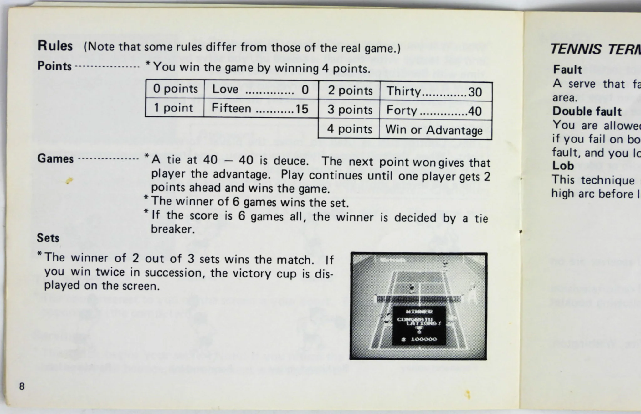 Tennis [Manual] (Nintendo / NES) - Image 6