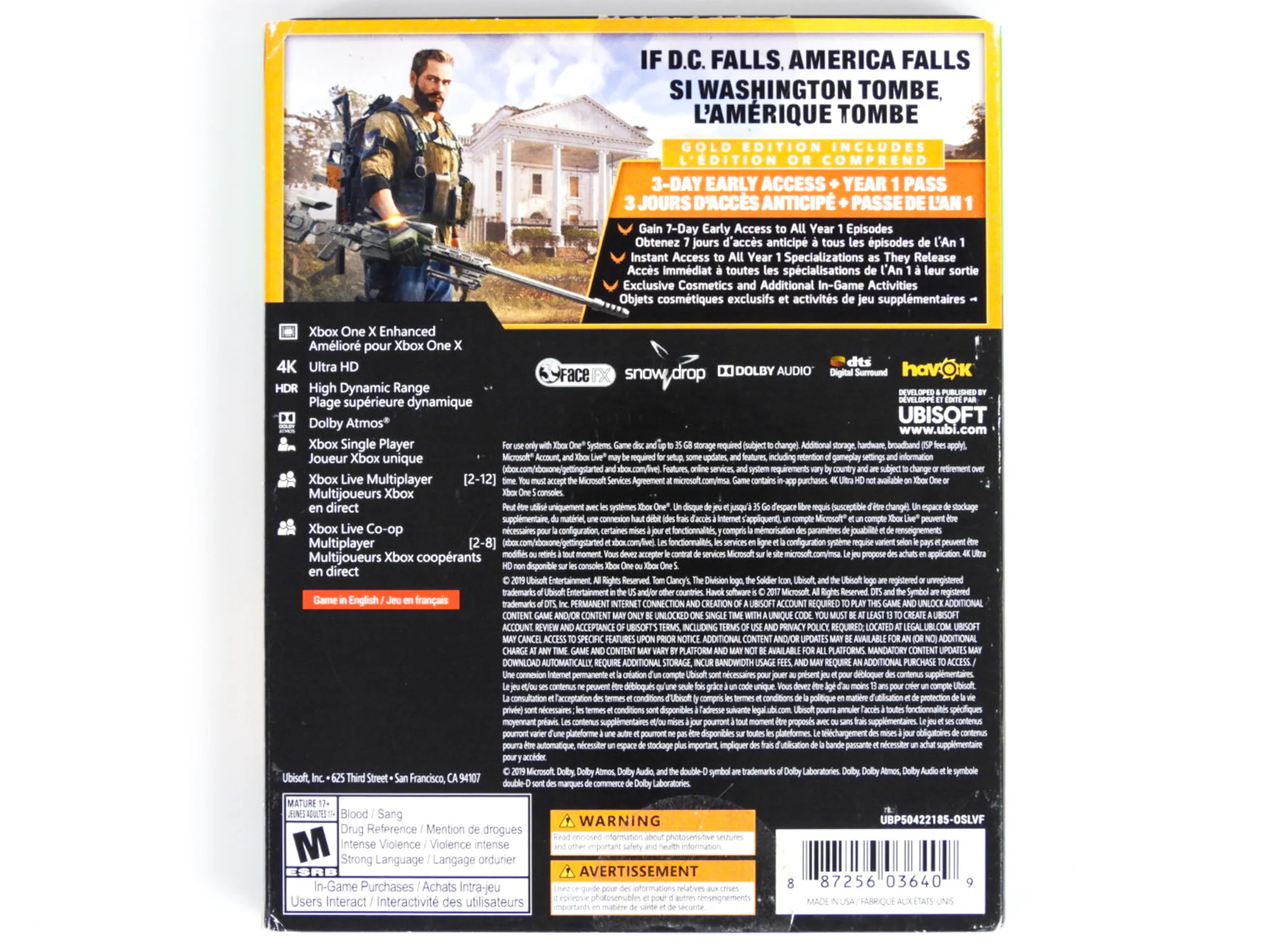 Tom Clancy's The Division 2 [Gold Edition] [Steelbook] (Xbox One) - Image 2