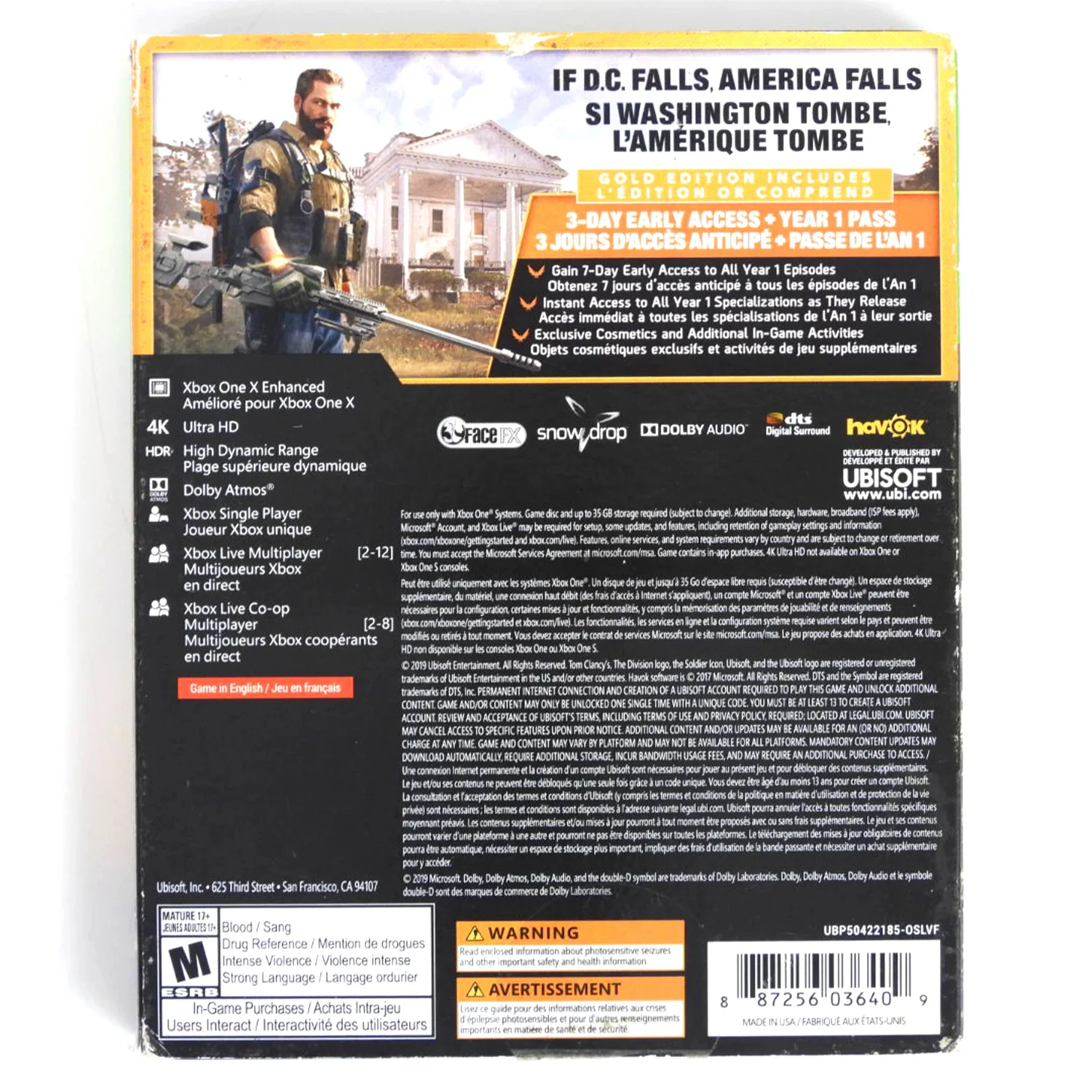 Tom Clancy's The Division 2 [Gold Edition] [Steelbook] (Xbox One) - Image 5