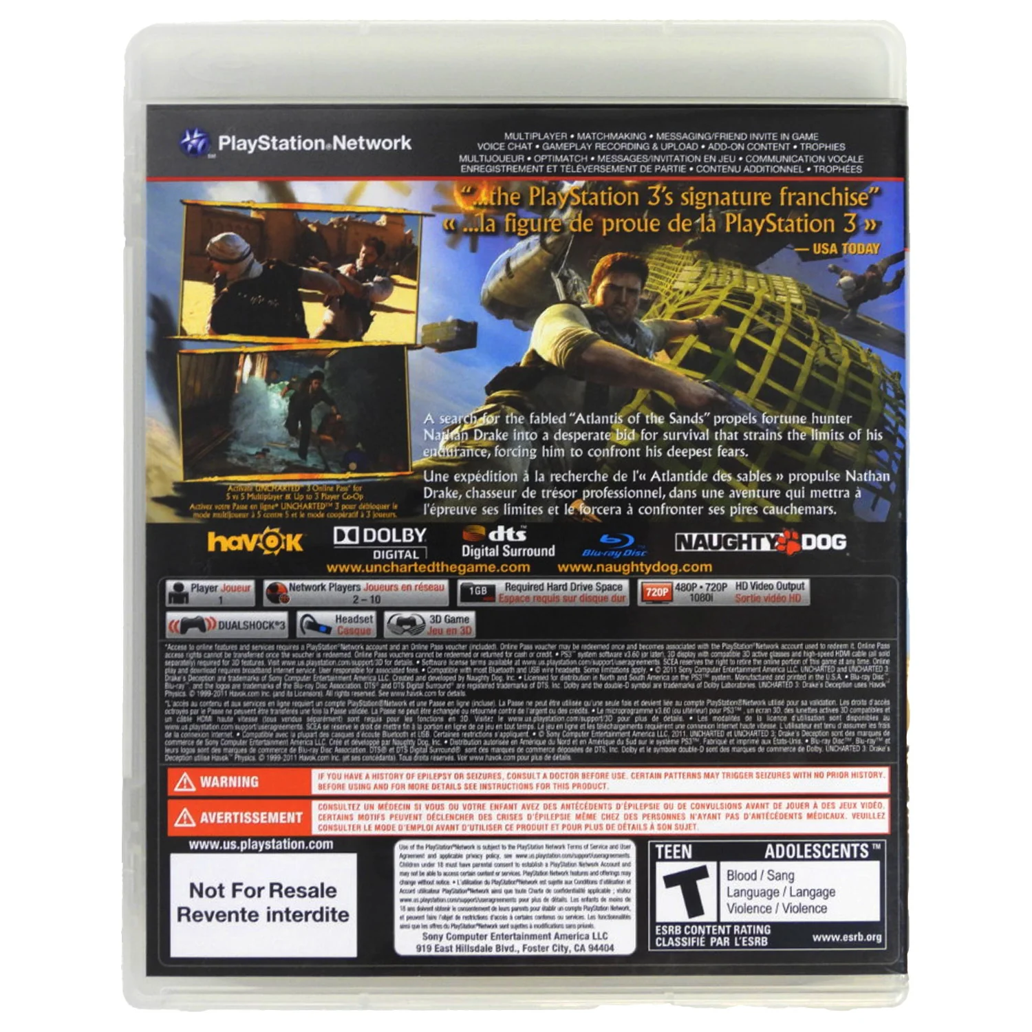 Uncharted 3: Drake's Deception [Not for Resale] (PlayStation 3 / PS3) - Image 2