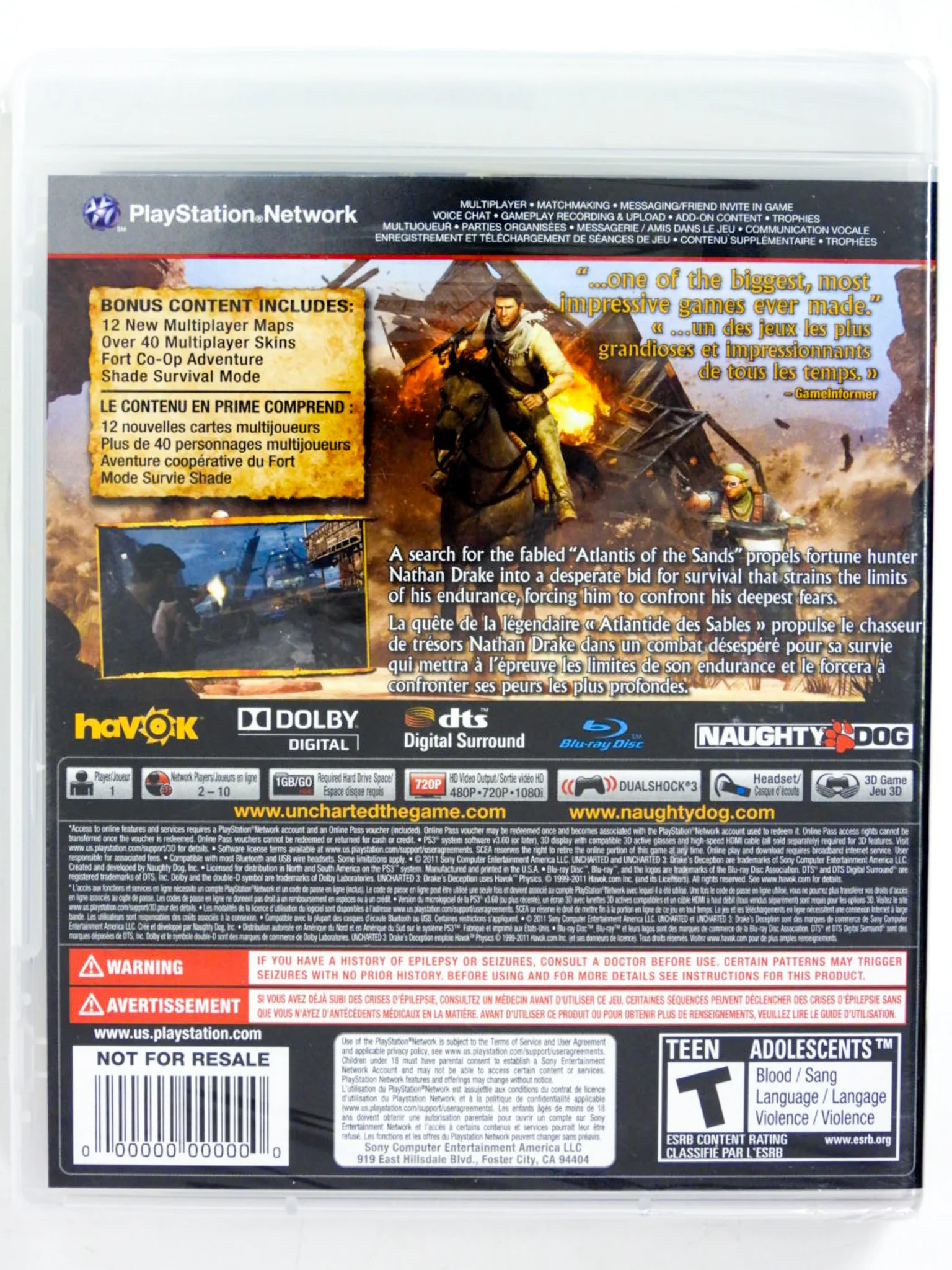 Uncharted 3 [Game of the Year Edition] [Not For Resale] (PlayStation 3 / PS3) - Image 2