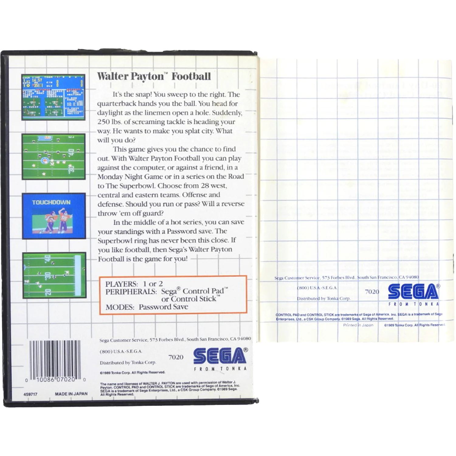 Walter Payton Football (Sega Master System) - Image 2