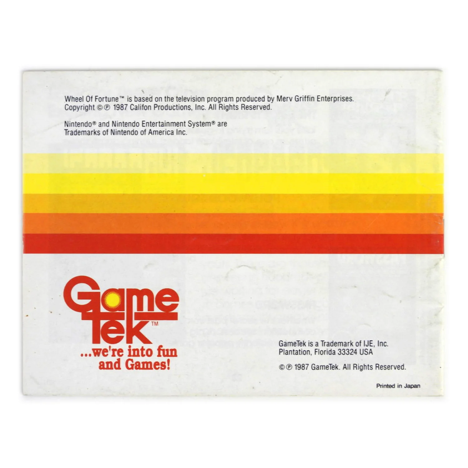 Wheel of Fortune [Manual] (Nintendo / NES) - Image 2