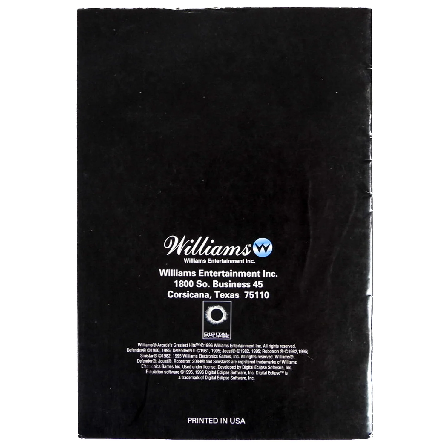 Williams Arcade's Greatest Hits [Manual] (Super Nintendo / SNES) - Image 2